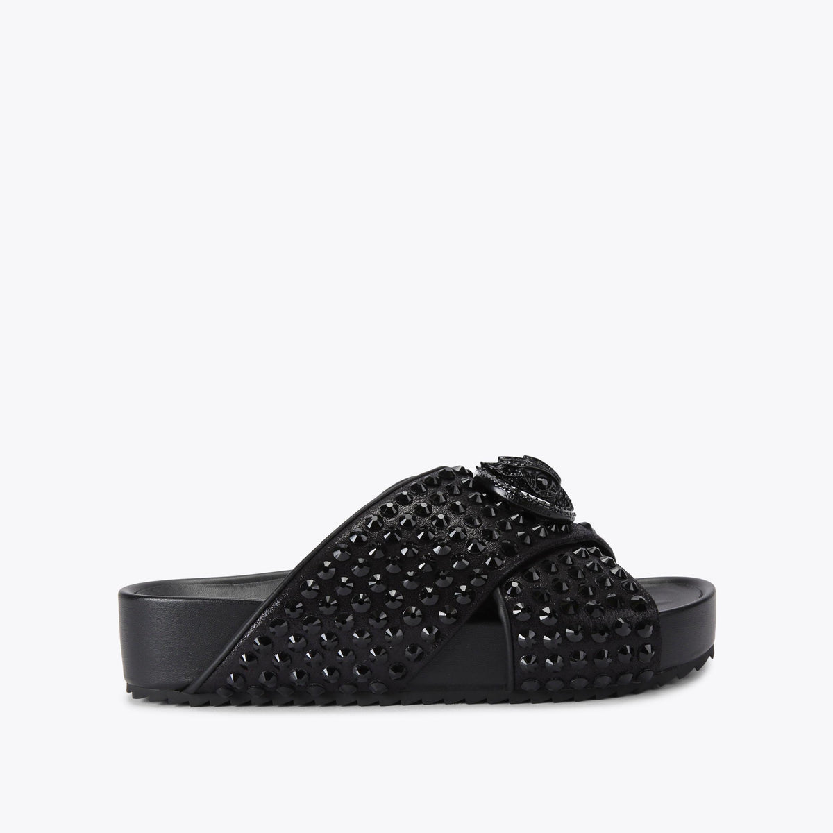 Chelsea Drench Cross Strap — Black Crystal Sandal, side profile