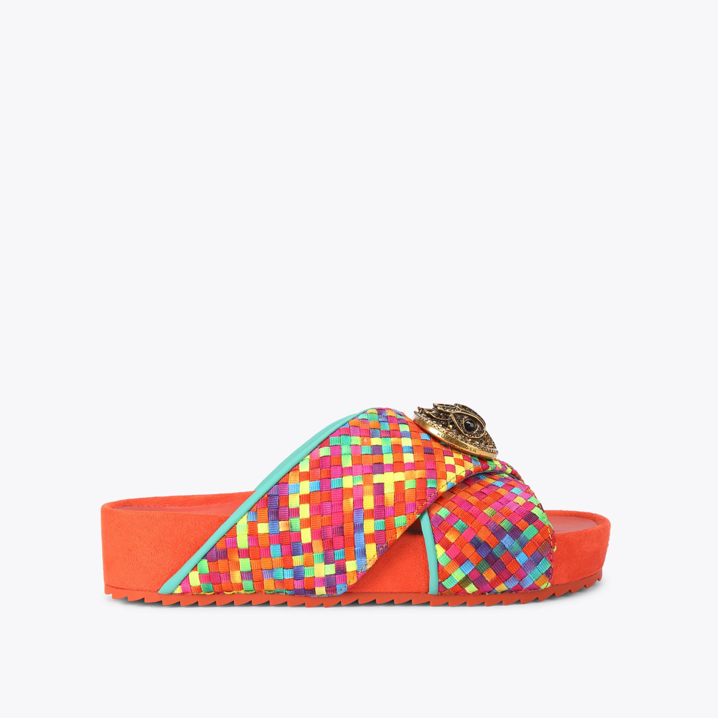 Chelsea Cross Strap — Multicolour Fabric Sandal, side profile
