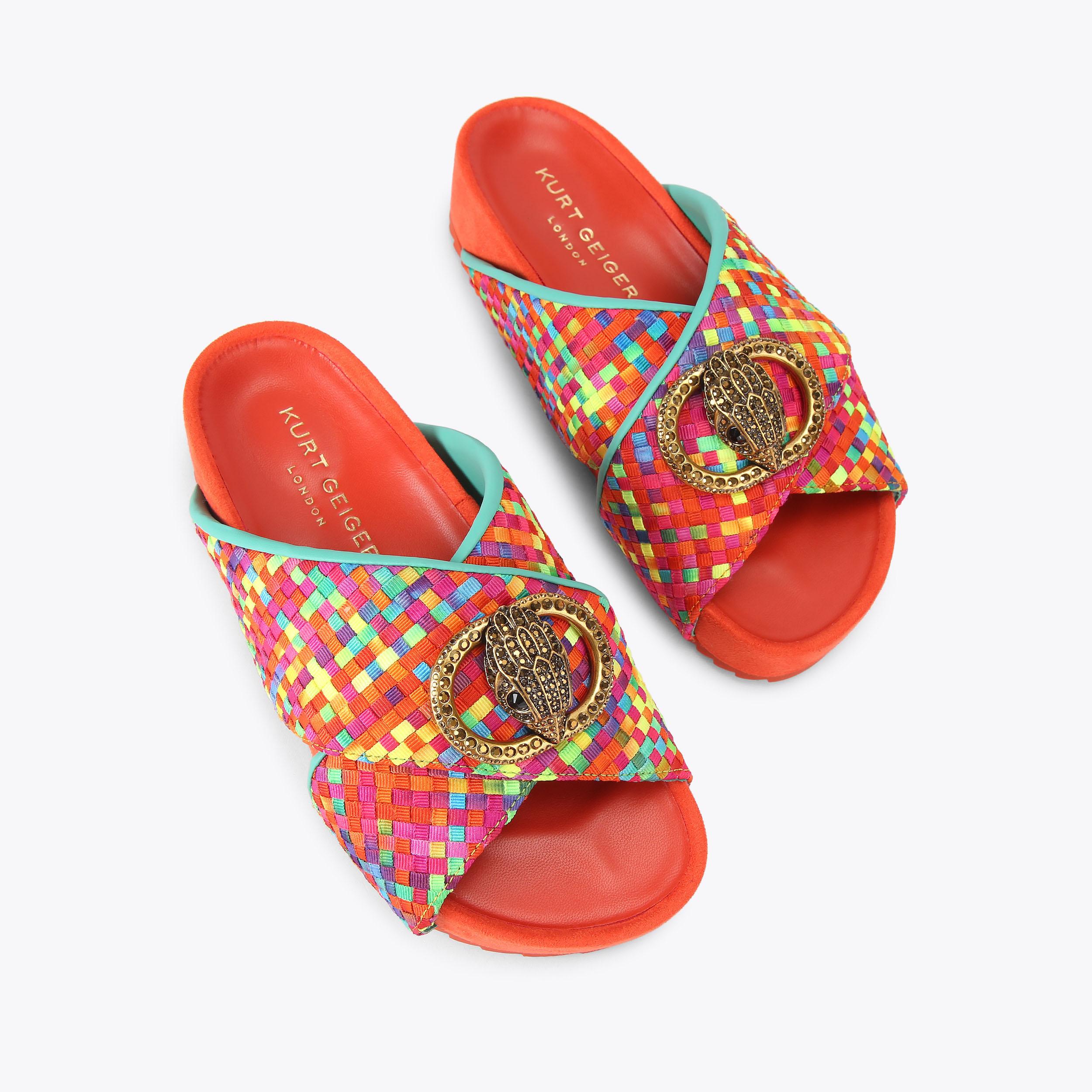 Chelsea Cross Strap — Multicolour Fabric Sandal, view 4