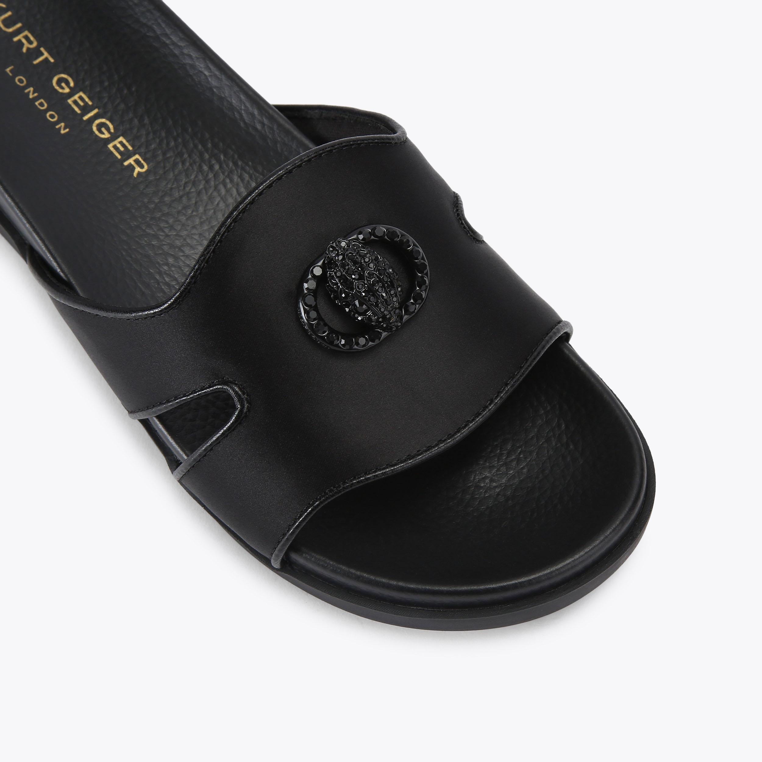 Chelsea Cut Out Slide — Black Fabric Sandal, view 5