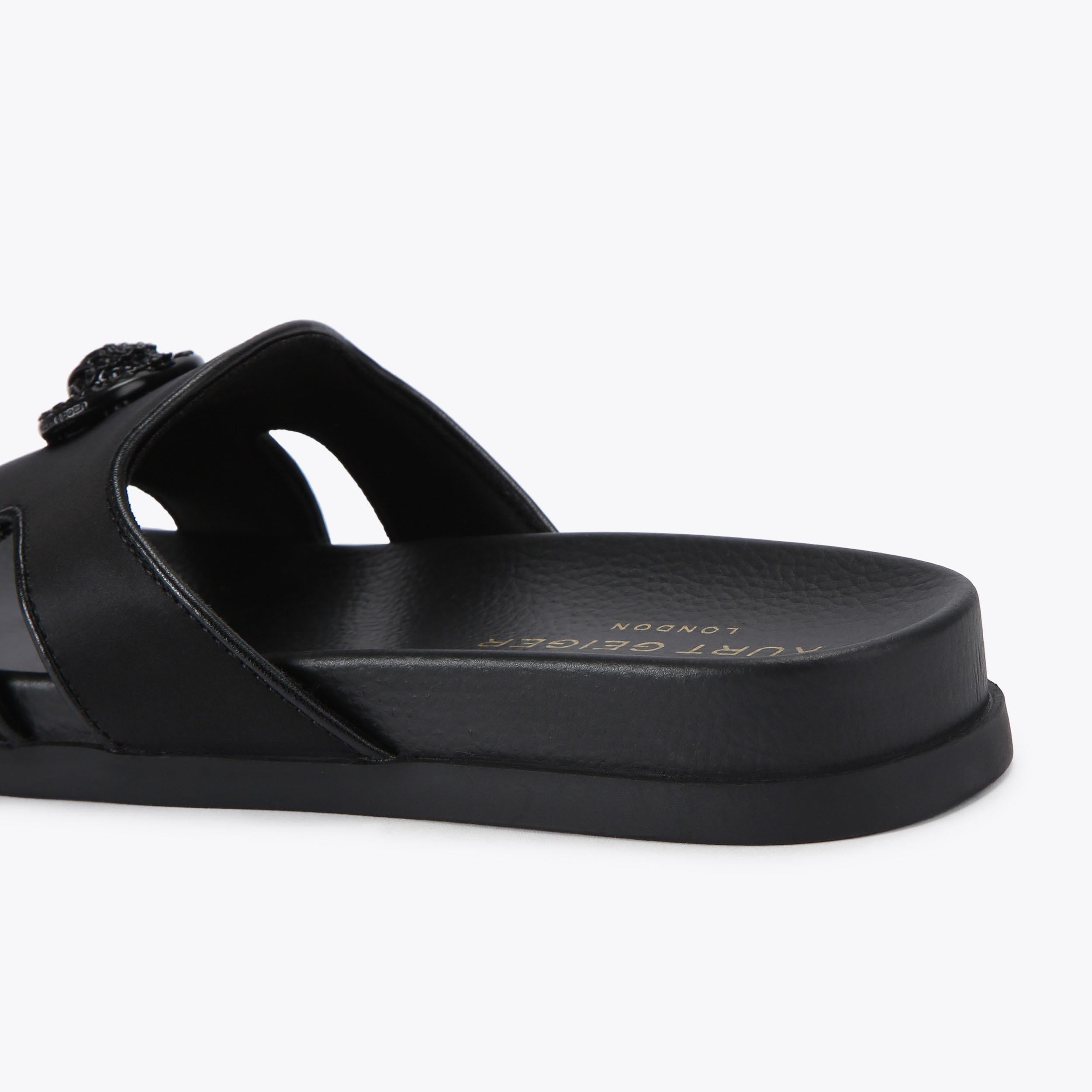 Chelsea Cut Out Slide — Black Fabric Sandal, detail