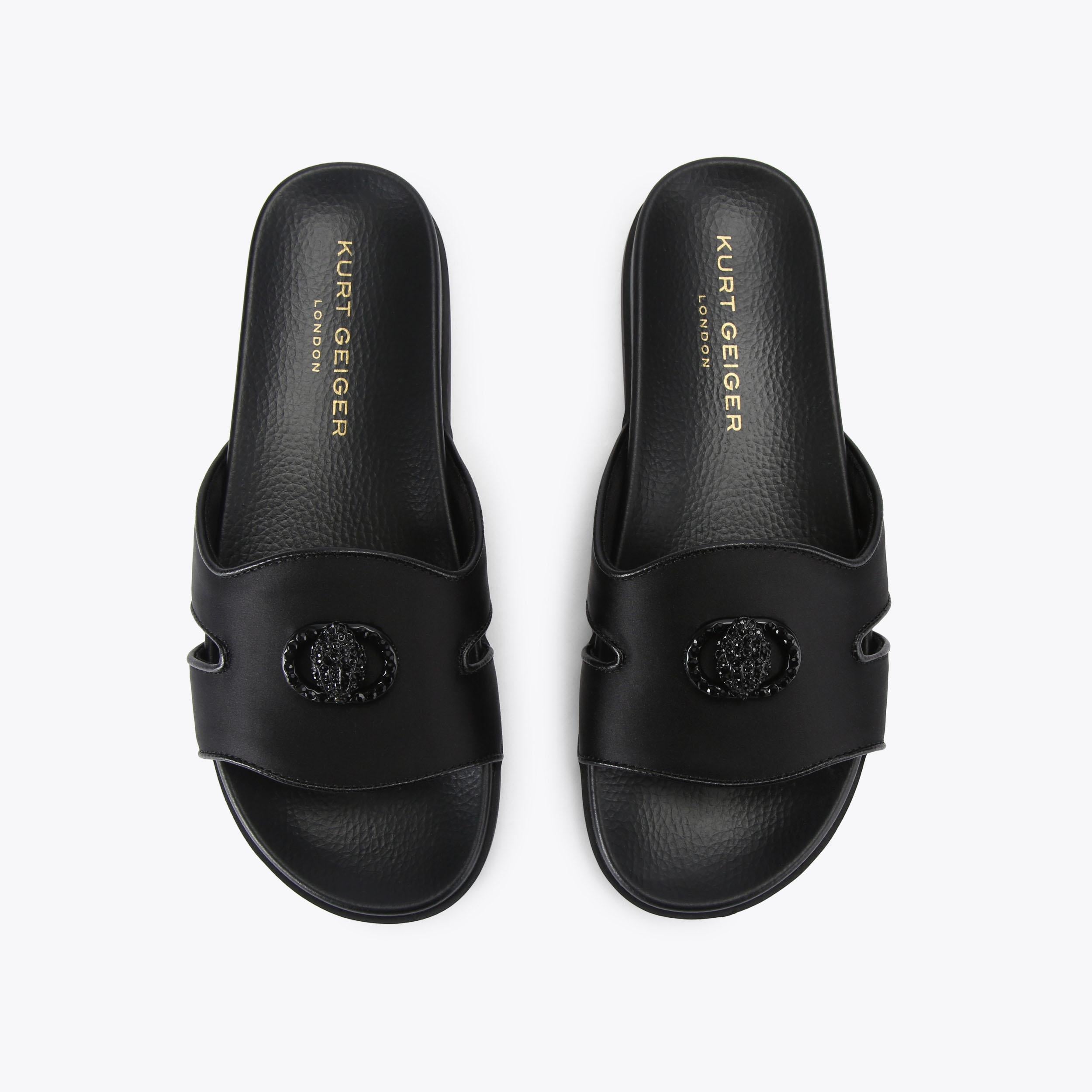 Chelsea Cut Out Slide — Black Fabric Sandal, view 4
