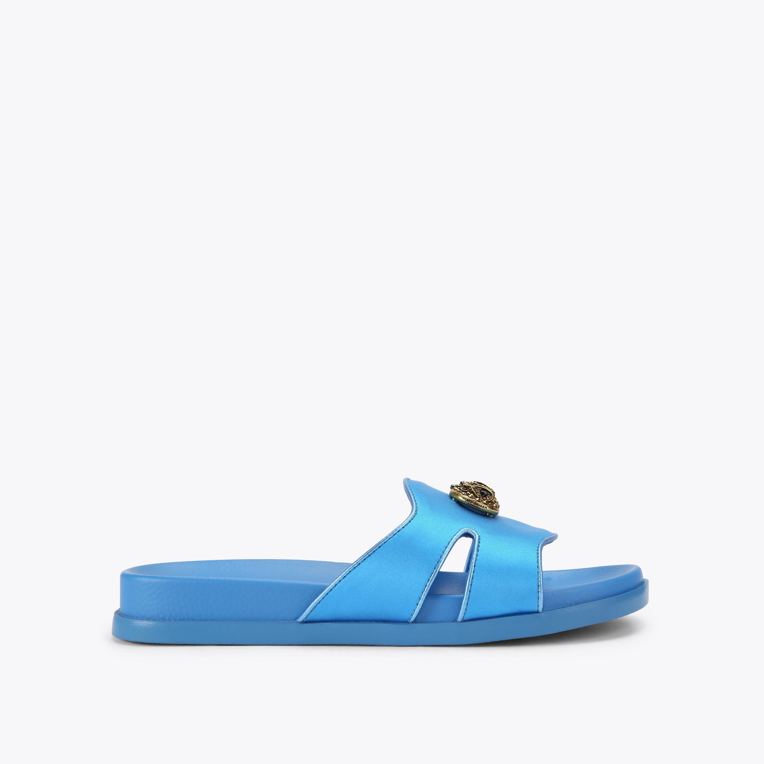 Chelsea Cut Out — Bright Blue Fabric Slide, side profile