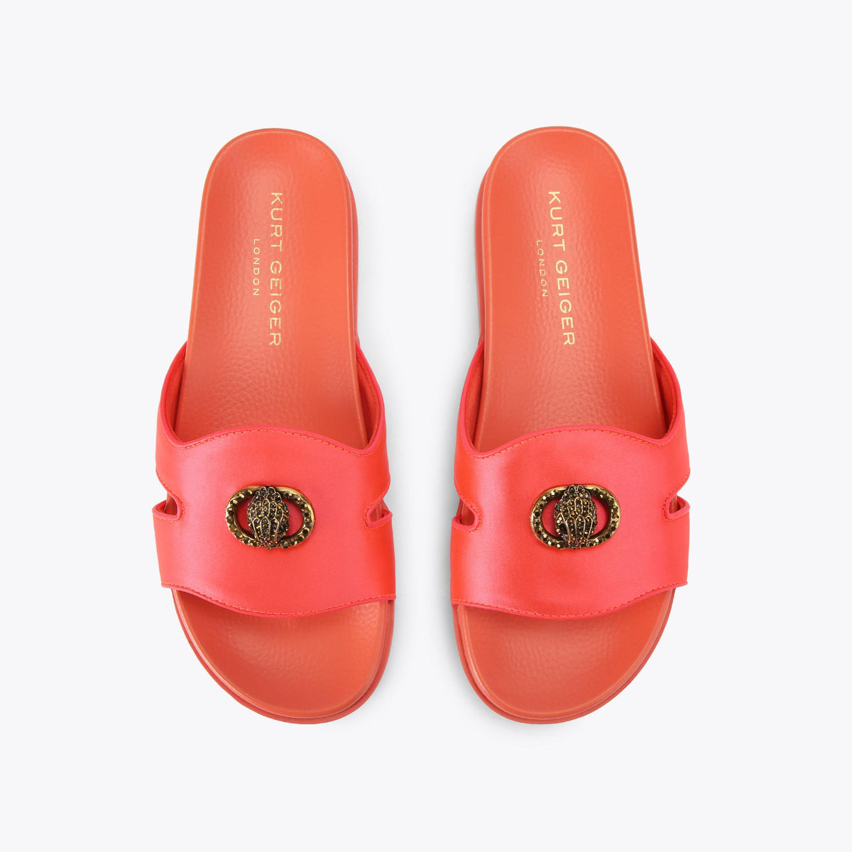 Chelsea Cut Out Slide — Orange Satin Sandal, view 4