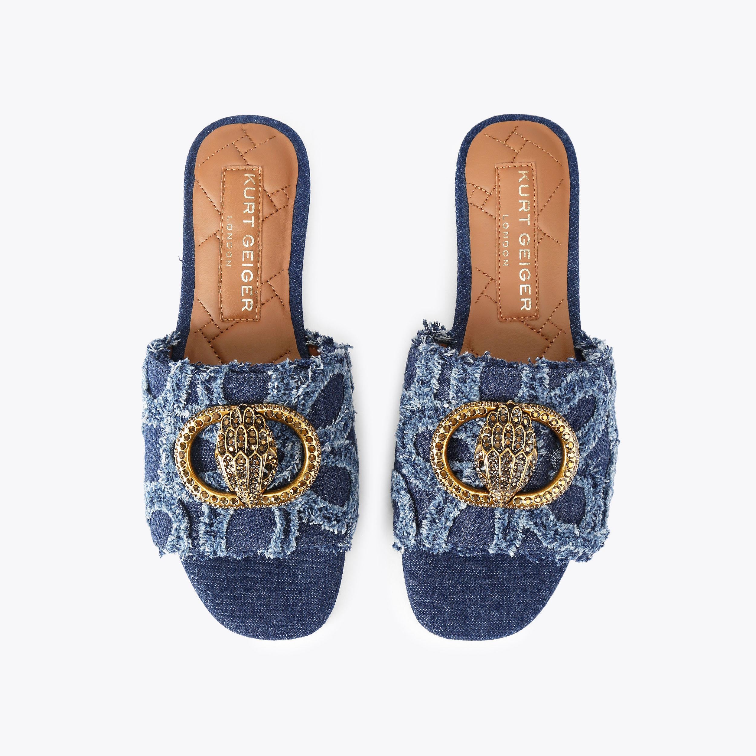Chelsea Flat Sandal — Blue Pale Combination Denim Slide, view 4