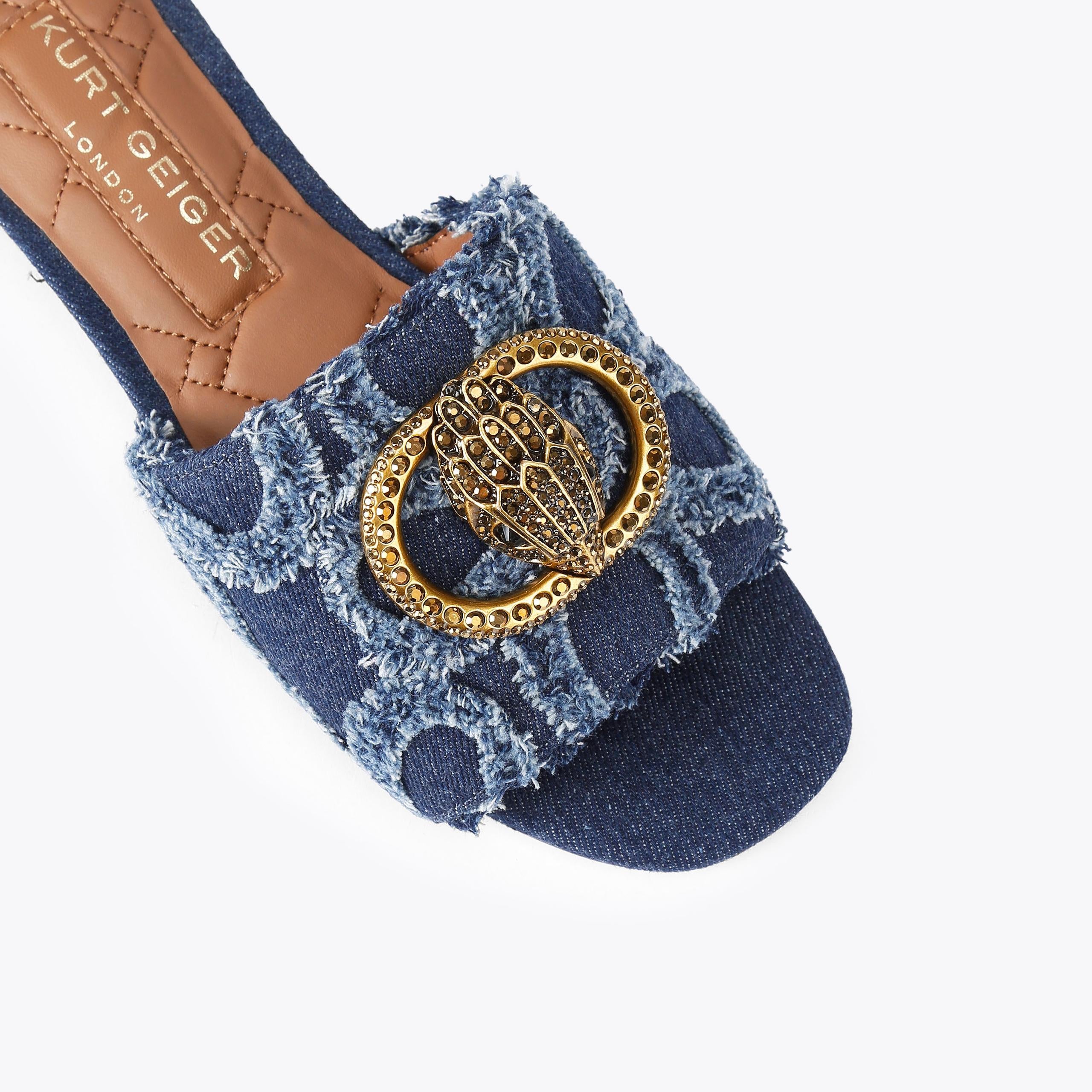 Chelsea Flat Sandal — Blue Pale Combination Denim Slide, view 5