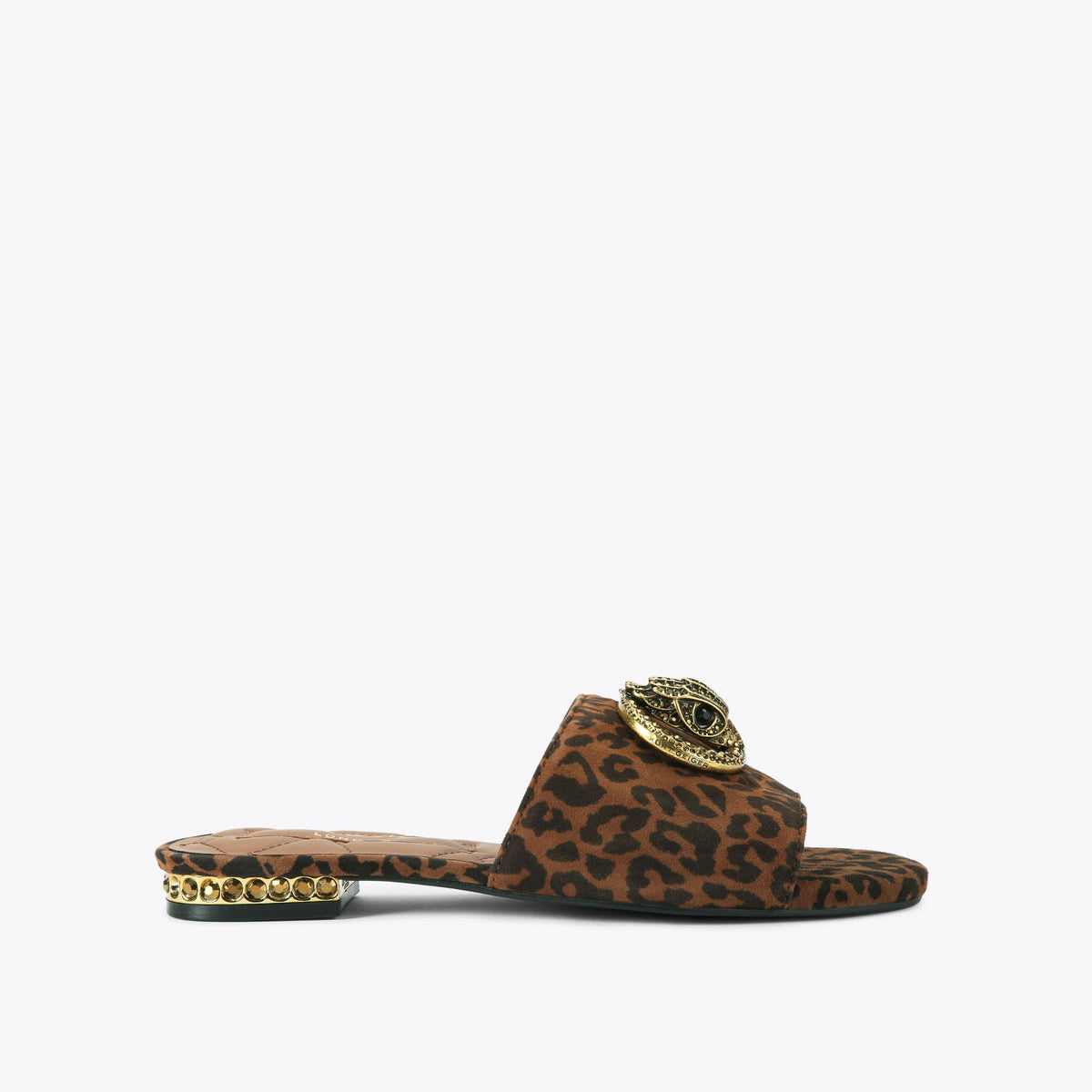 Chelsea Flat Sandal — Dark Brown Combination Leopard Print Sandal, side profile