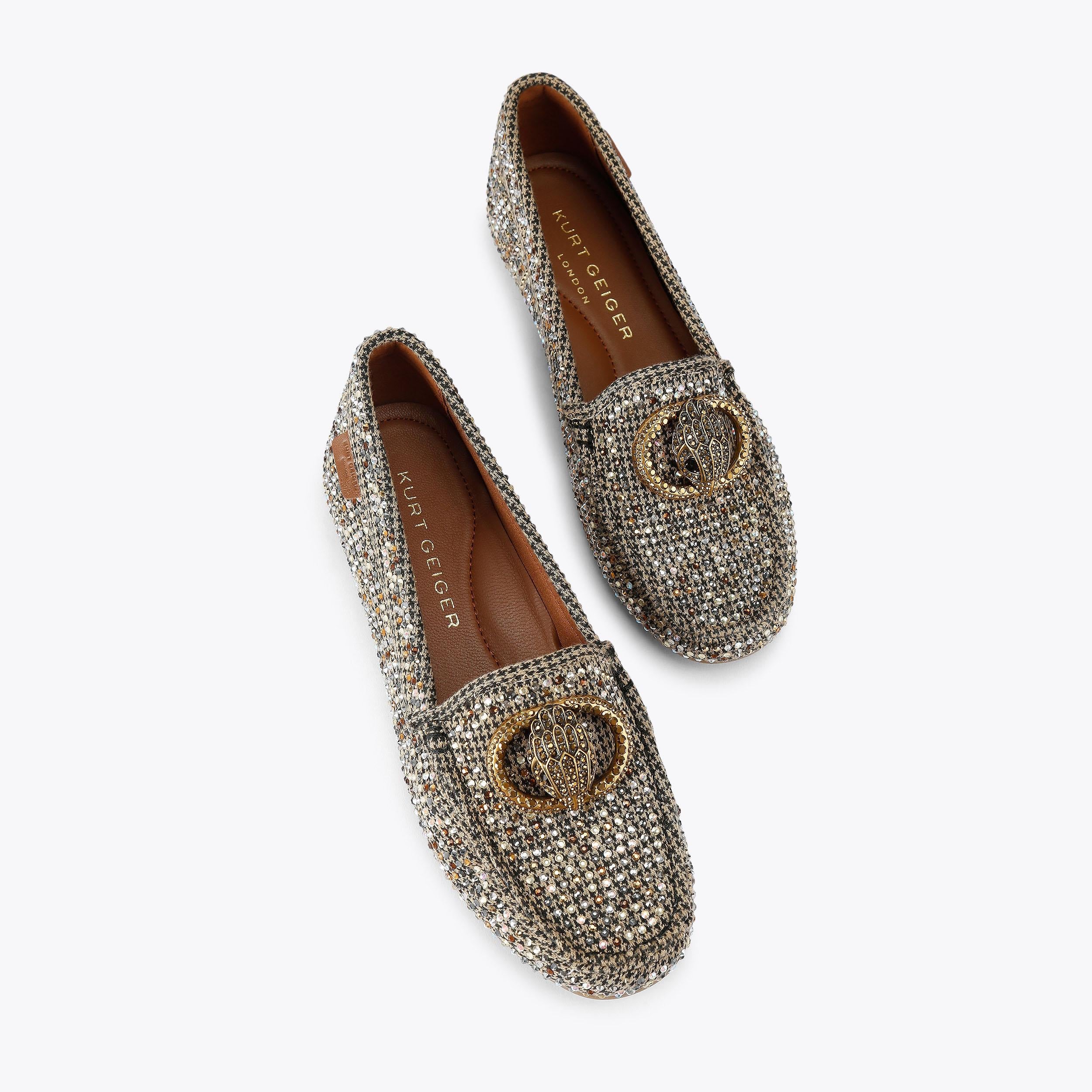 Chelsea Moccasin — Beige Combination Crystal Loafer, view 4
