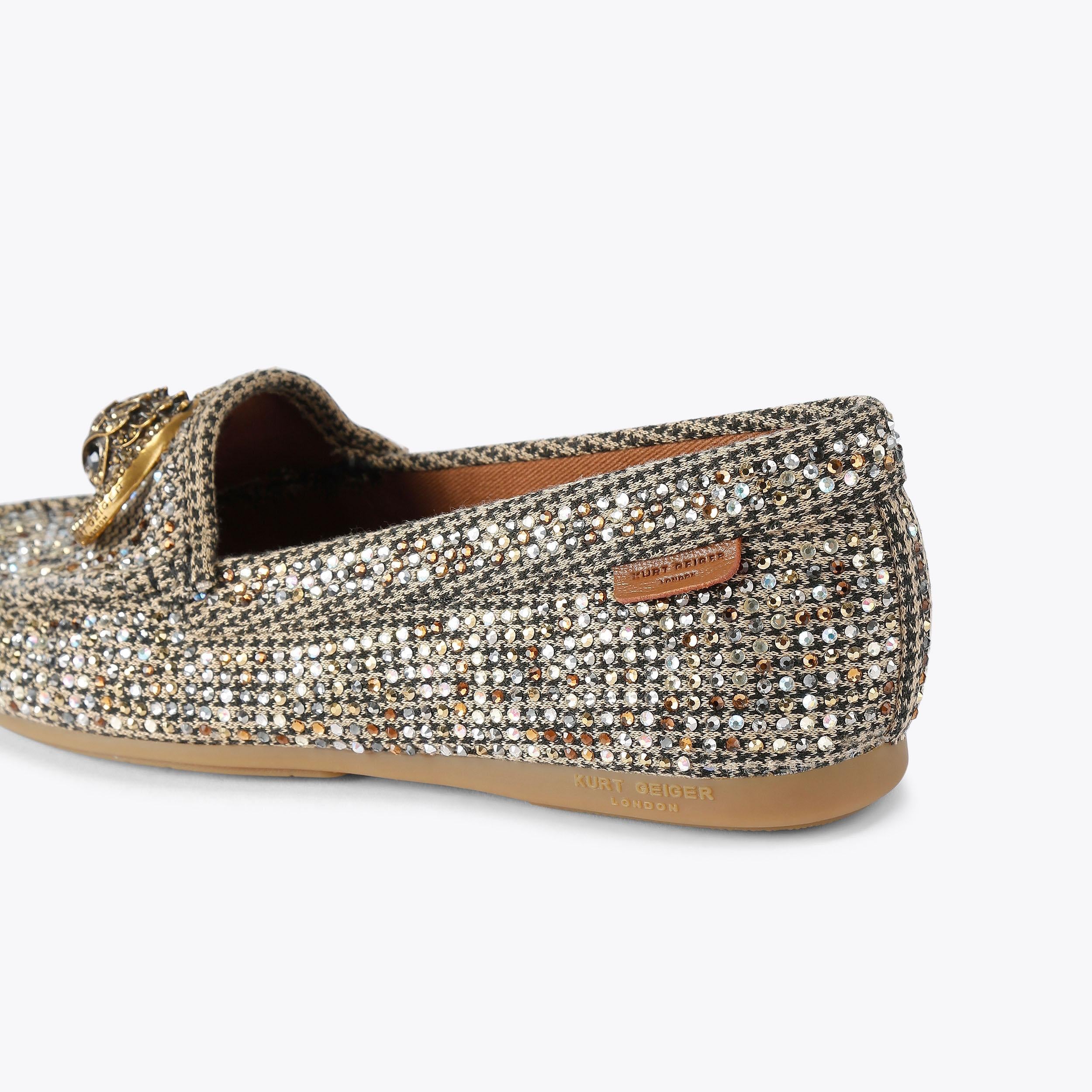 Chelsea Moccasin — Beige Combination Crystal Loafer, detail