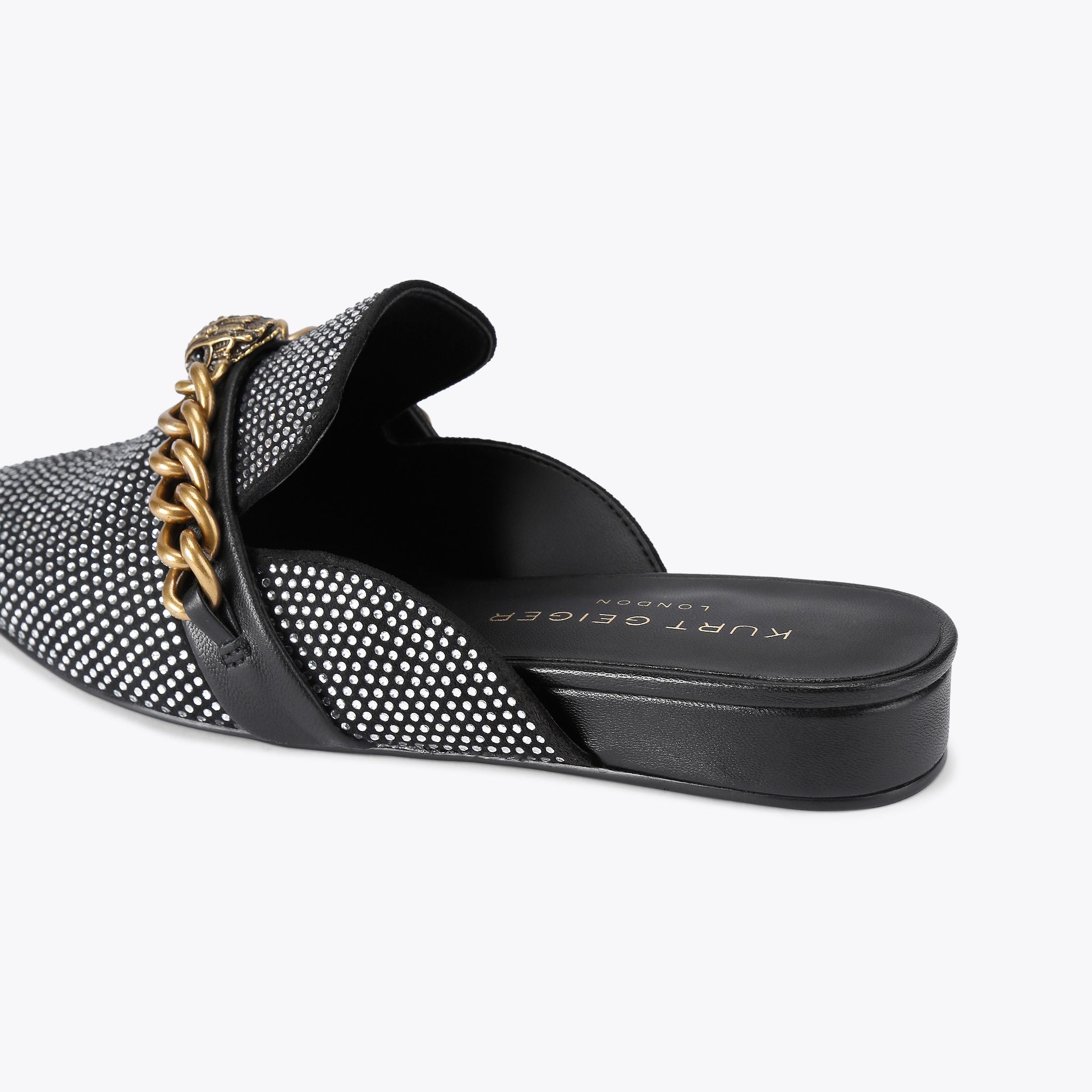 Chelsea Mule — Black Crystal Fabric Mule, detail
