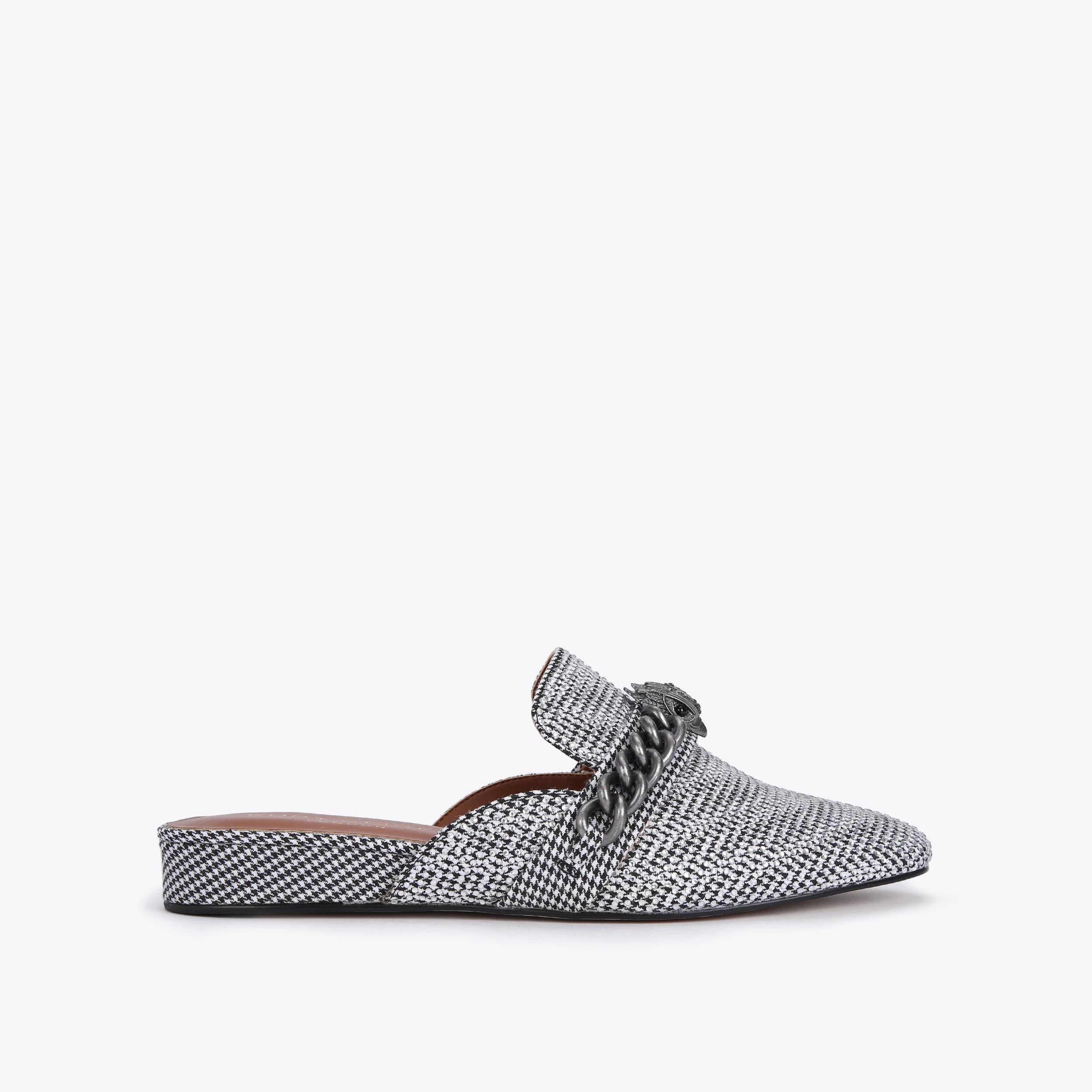 Chelsea Mule — Silver Houndstooth Crystal Mule, side profile