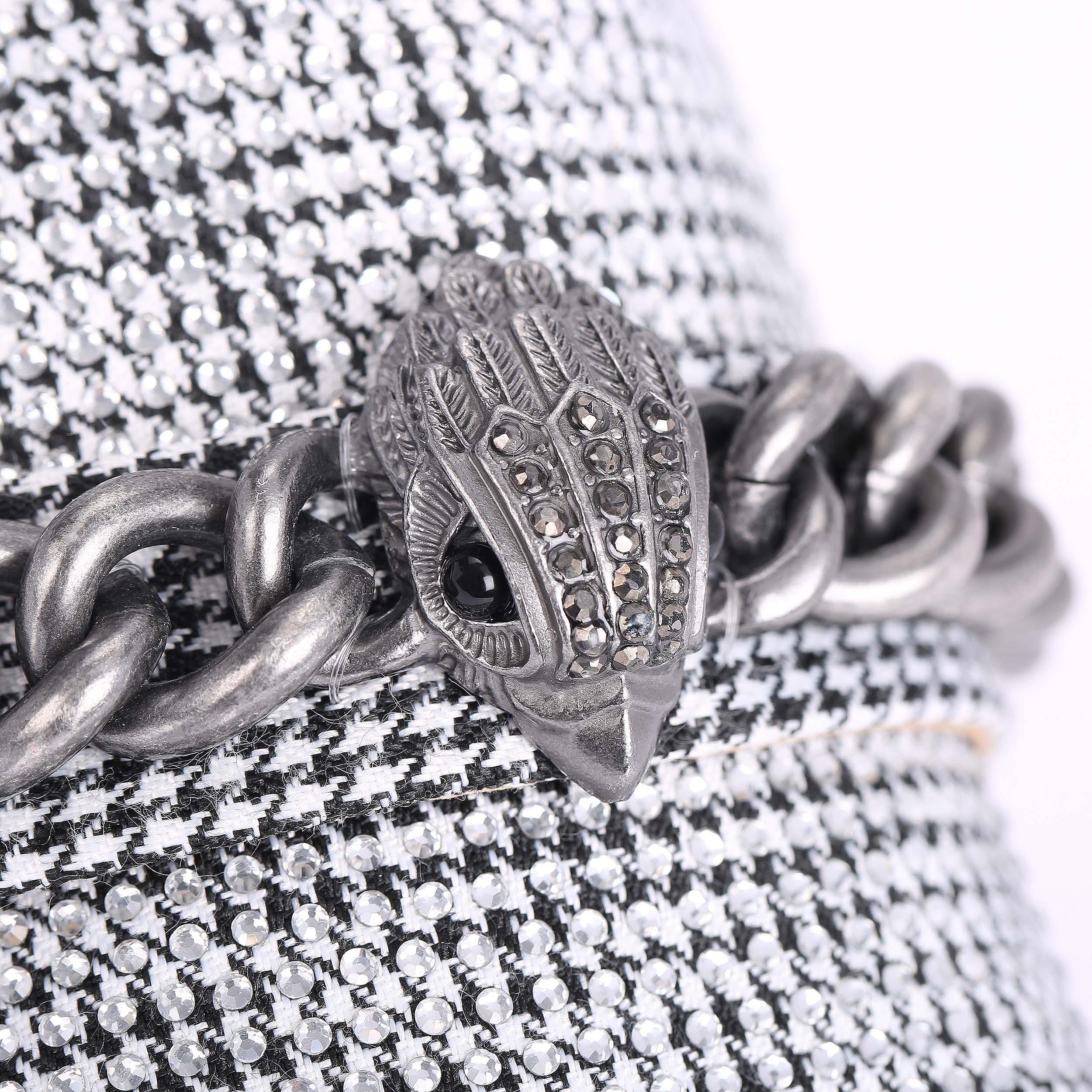 Chelsea Mule — Silver Houndstooth Crystal Mule, view 5
