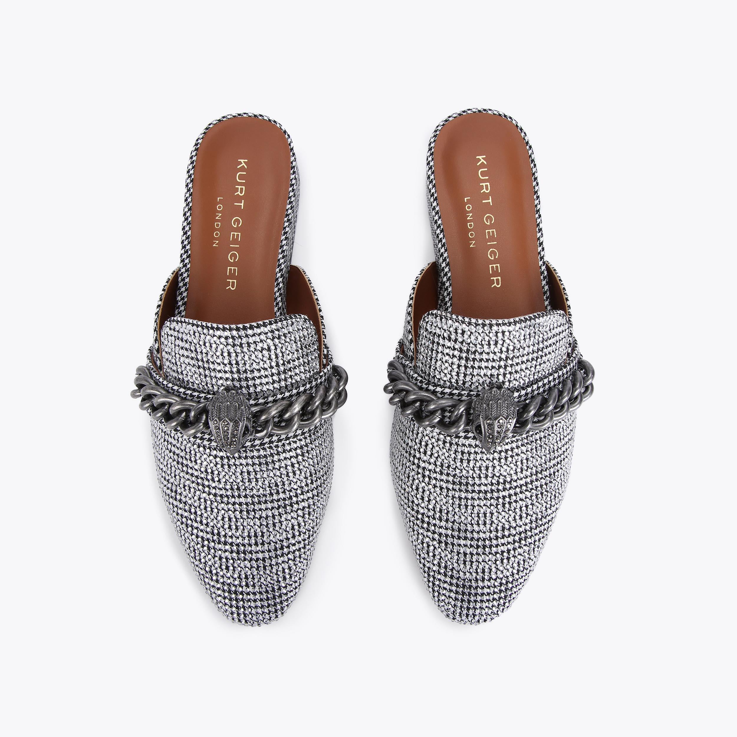 Chelsea Mule — Silver Houndstooth Crystal Mule, view 4