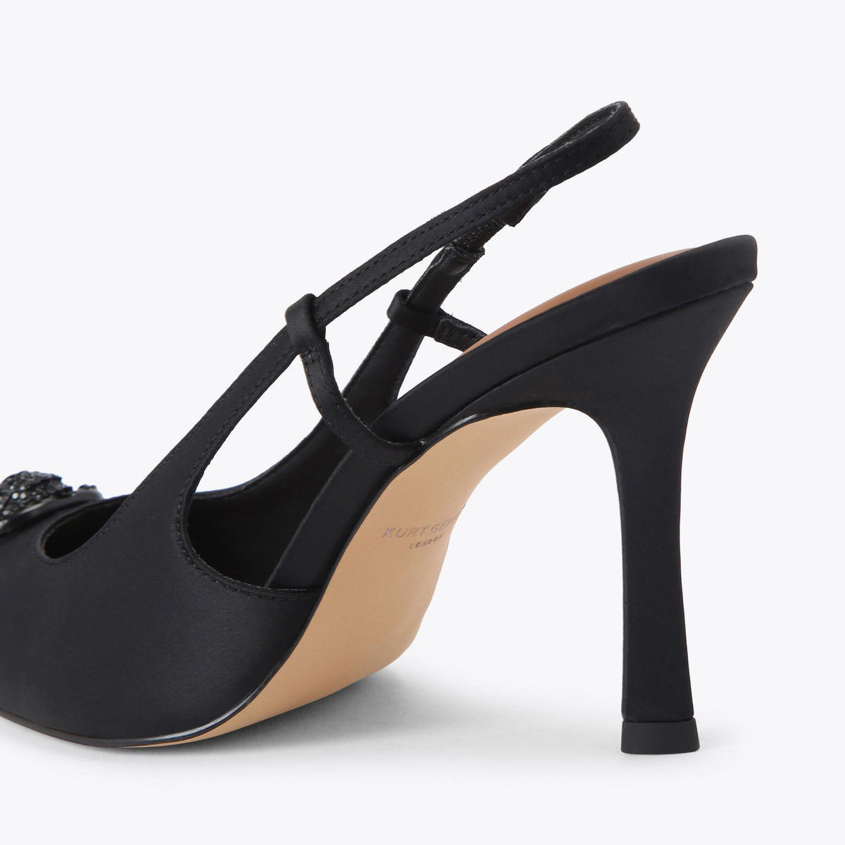 Chelsea Point Slingback — Black Fabric Heel, detail