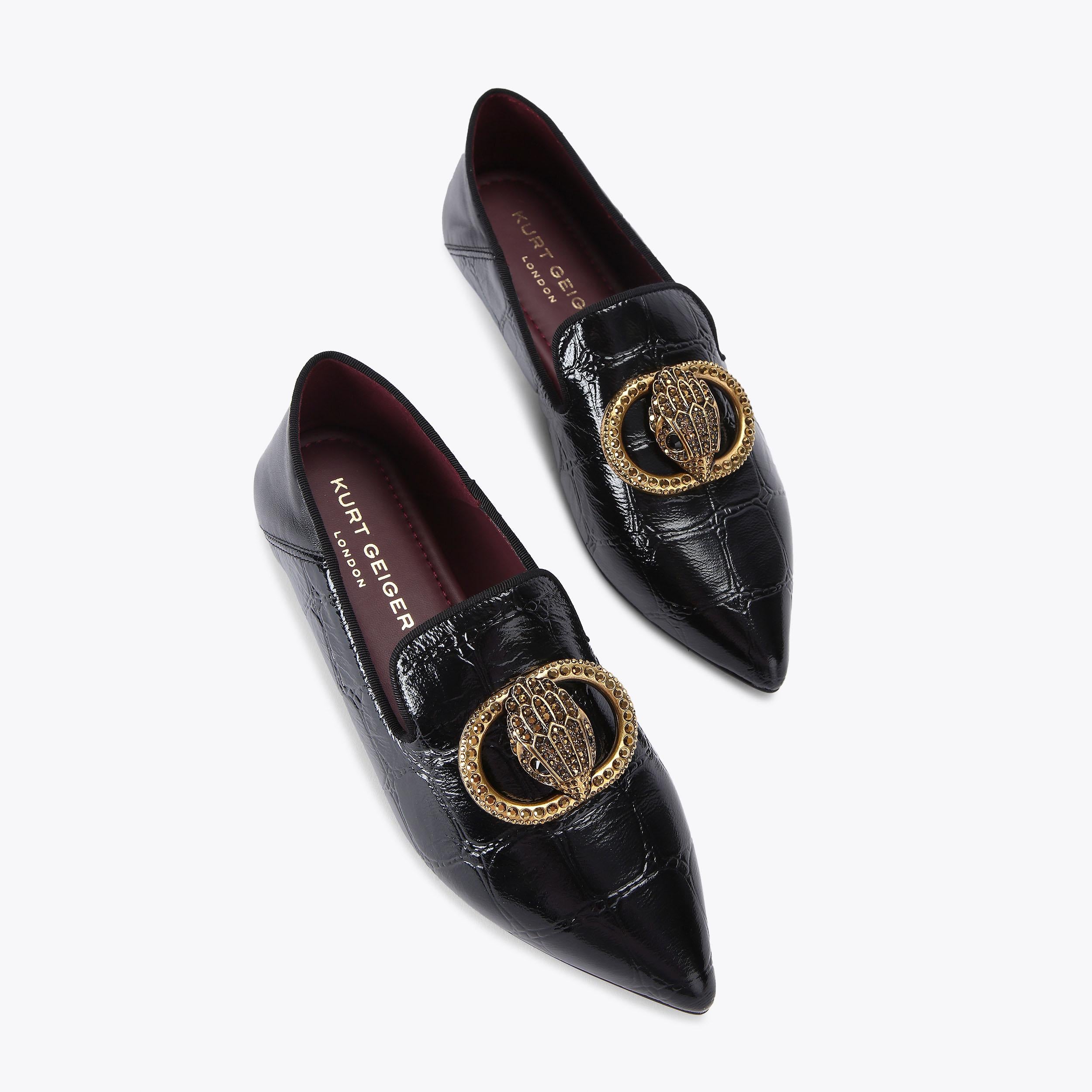 Chelsea Point — Black Croc-Embossed Leather Loafer, view 4