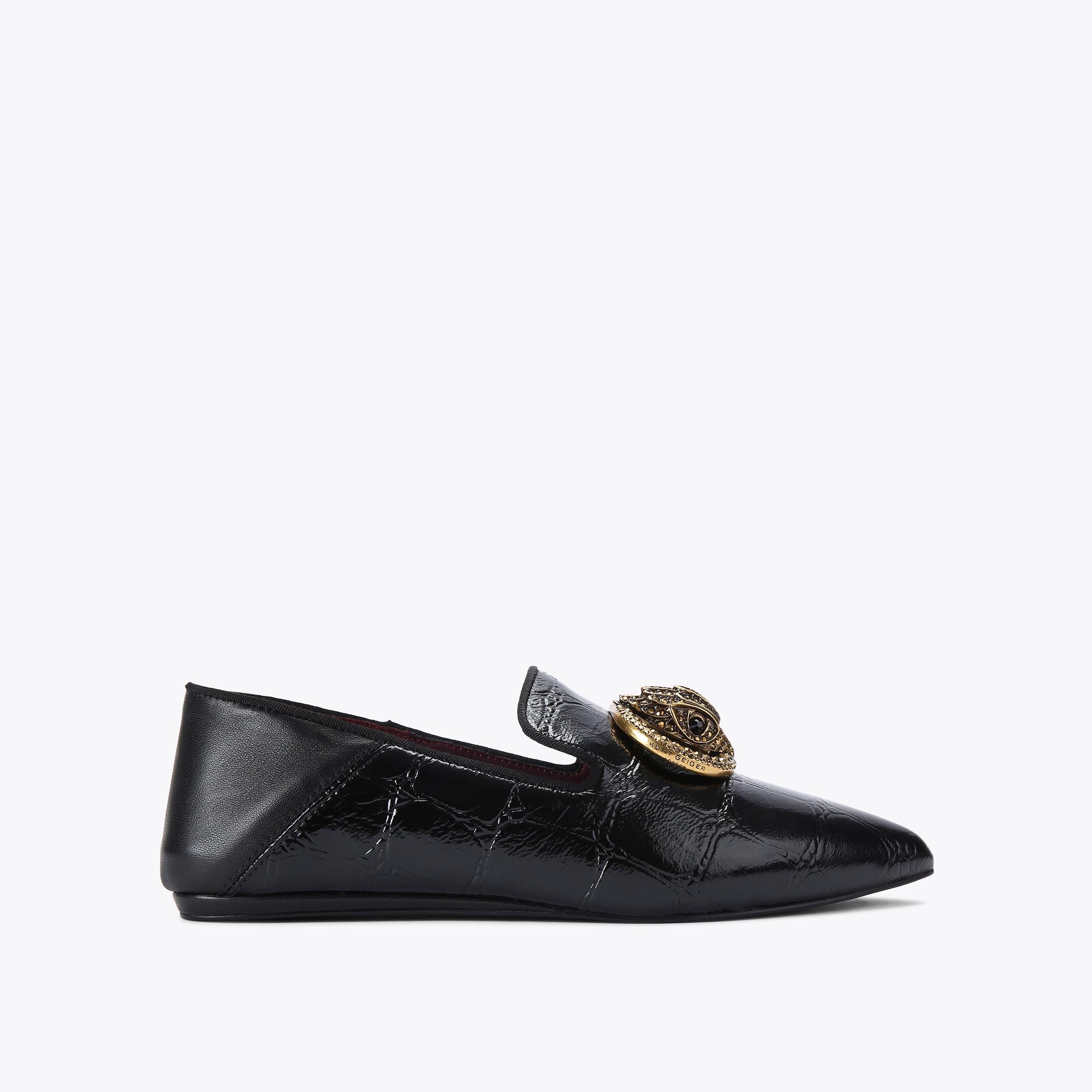 Chelsea Point — Black Croc-Embossed Leather Loafer, side profile