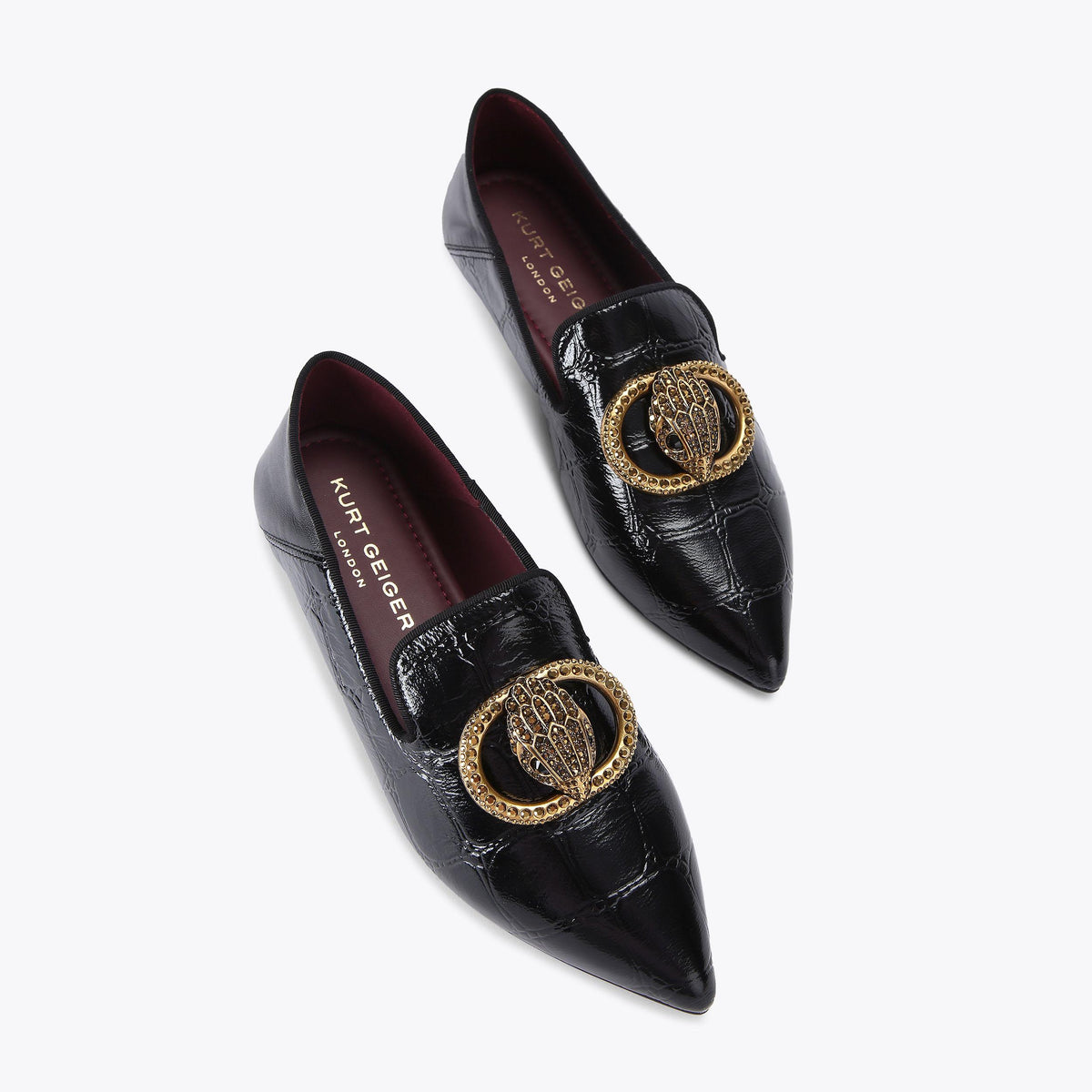 Chelsea Point — Black Croc-Embossed Leather Loafer, view 4