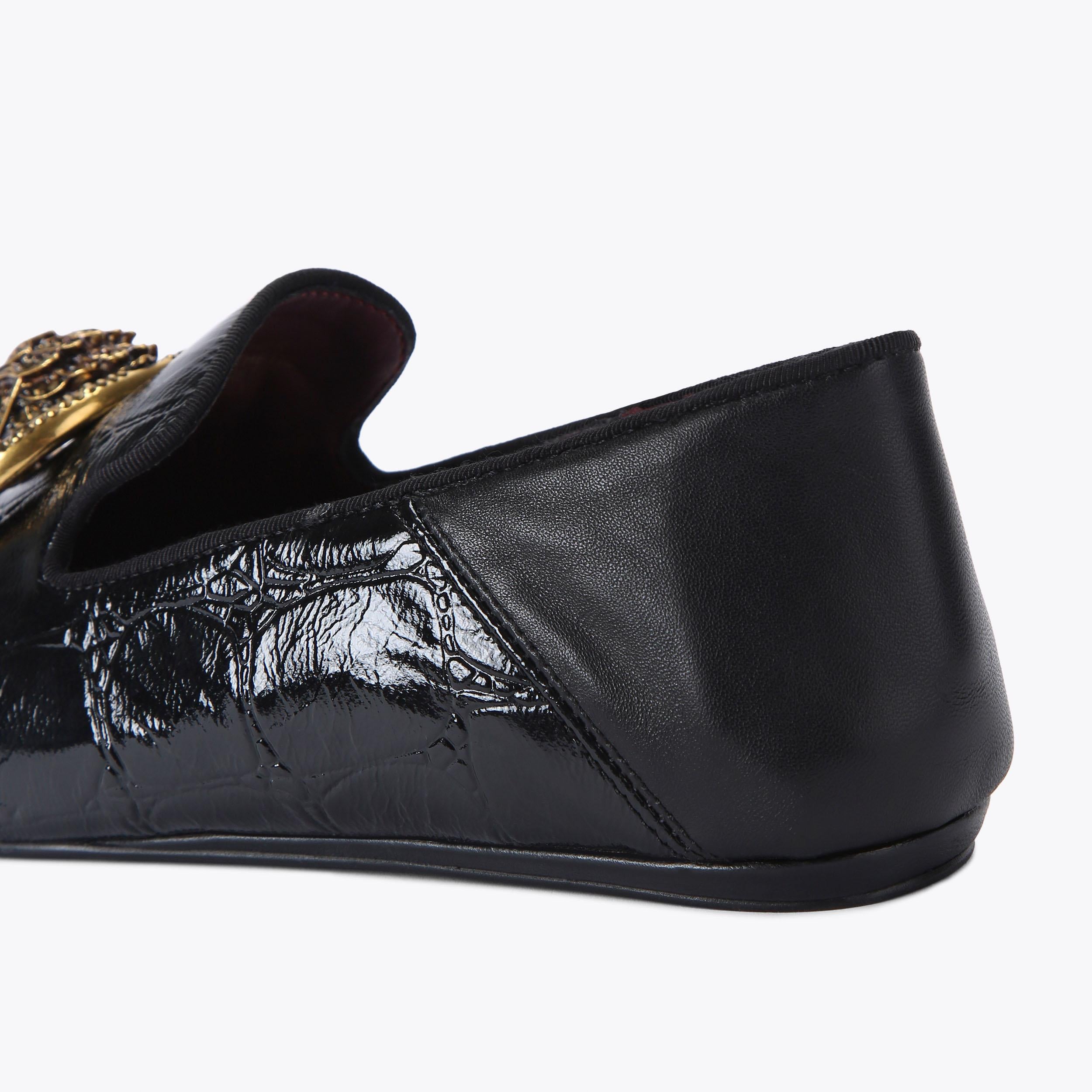 Chelsea Point — Black Croc-Embossed Leather Loafer, detail