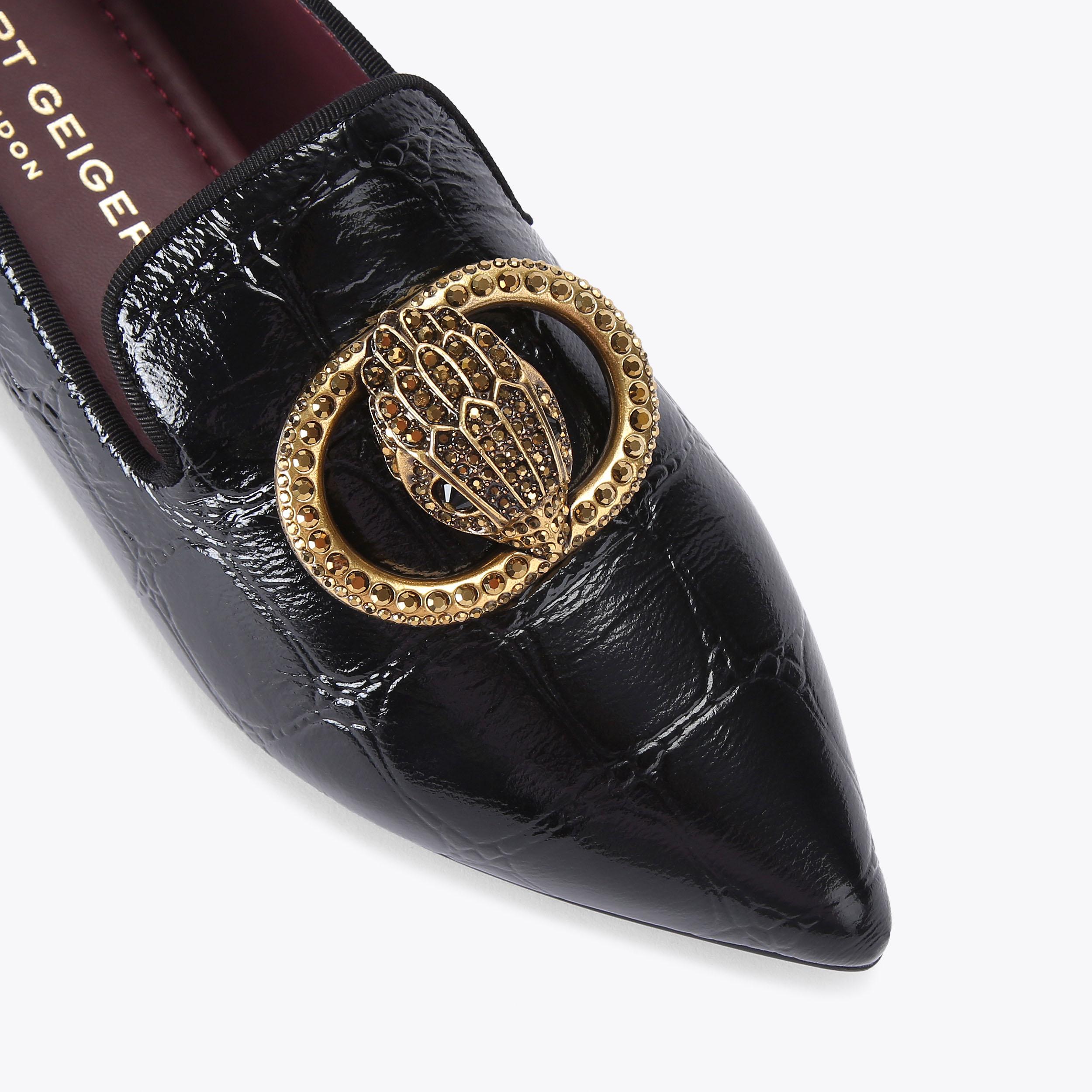 Chelsea Point — Black Croc-Embossed Leather Loafer, view 5