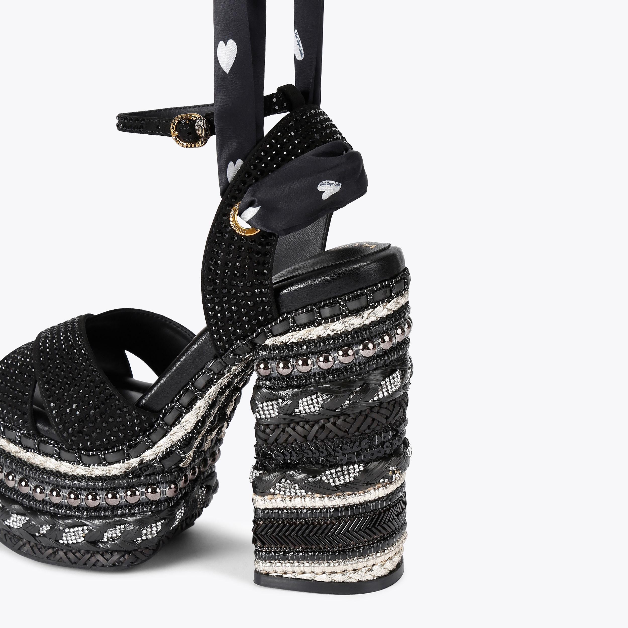 Chelsea Scarf Platform — Beige Houndstooth Sandal, detail