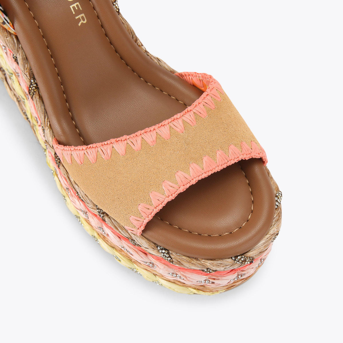 Chelsea Scarf Wedge — Mustard Suede Wedge Sandal, view 5