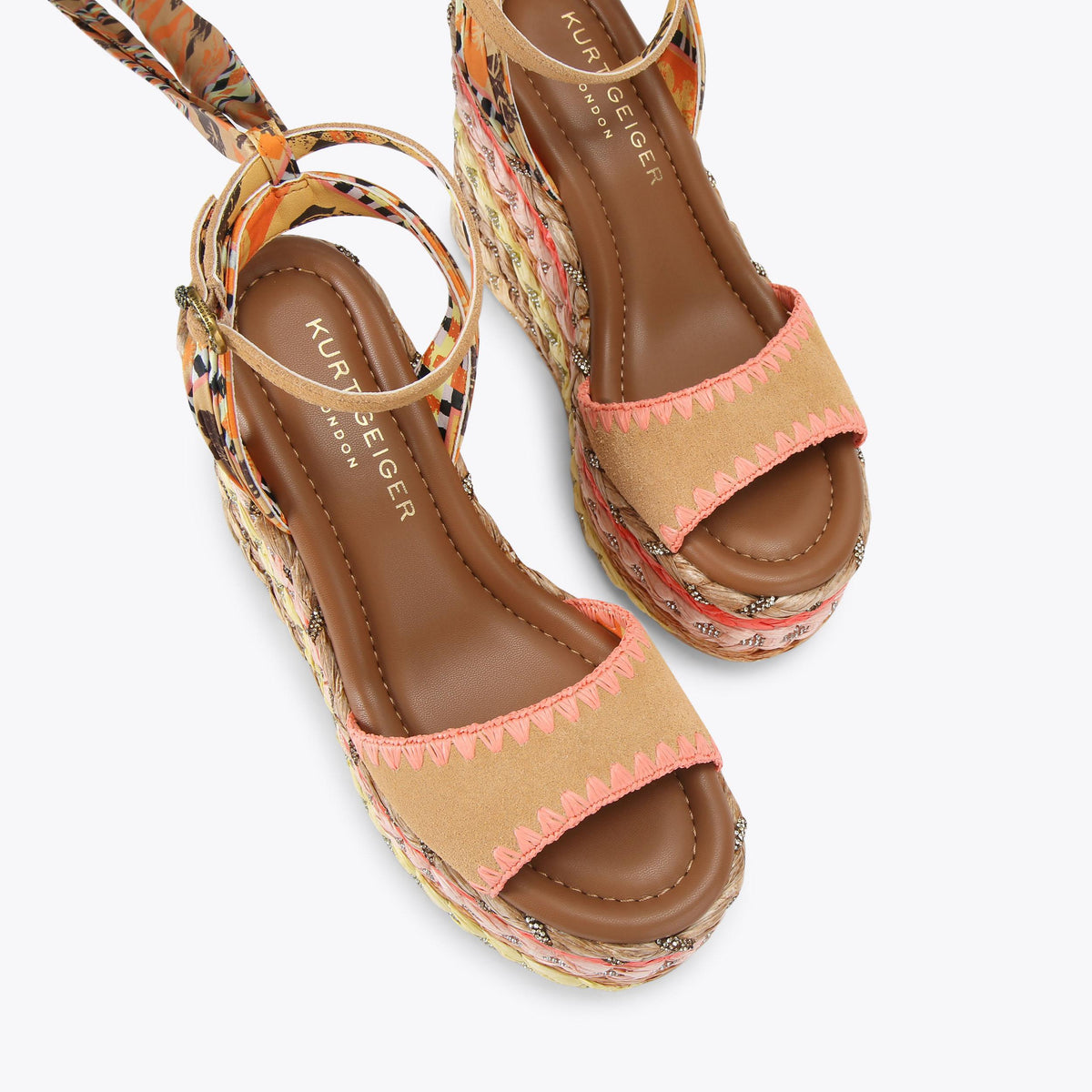 Chelsea Scarf Wedge — Mustard Suede Wedge Sandal, view 4