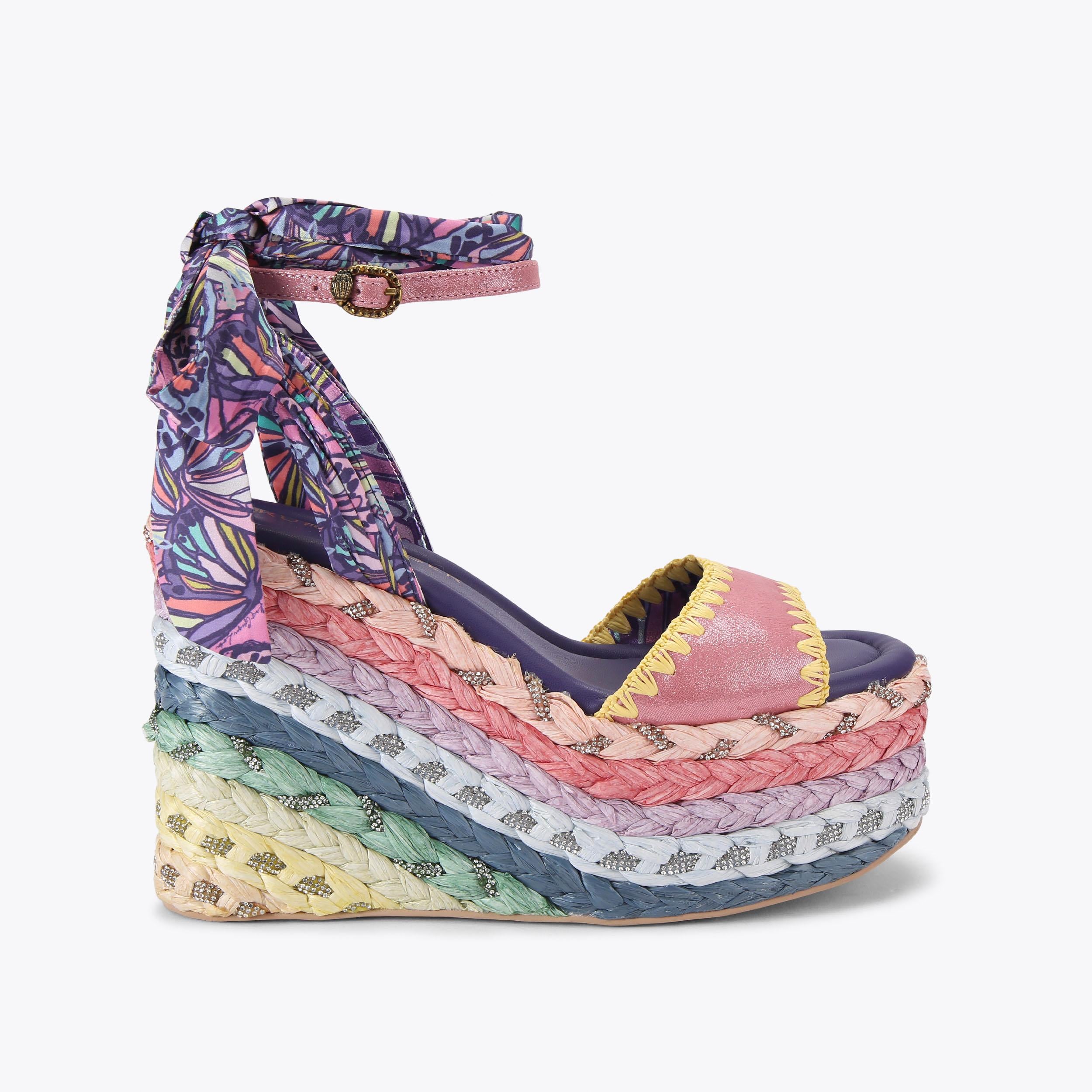 Chelsea Scarf Wedge — Metallic Pink Wedge Sandal, side profile