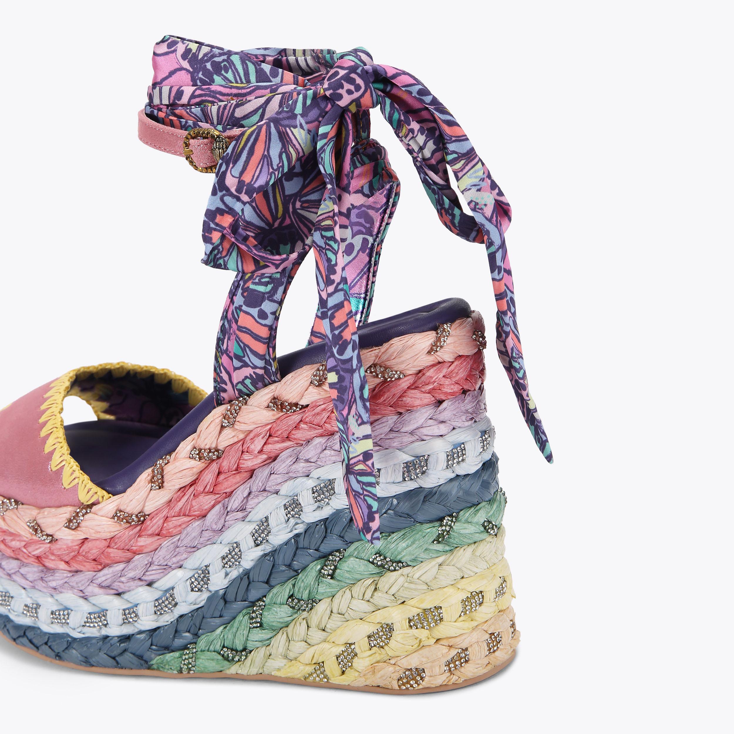 Chelsea Scarf Wedge — Metallic Pink Wedge Sandal, detail