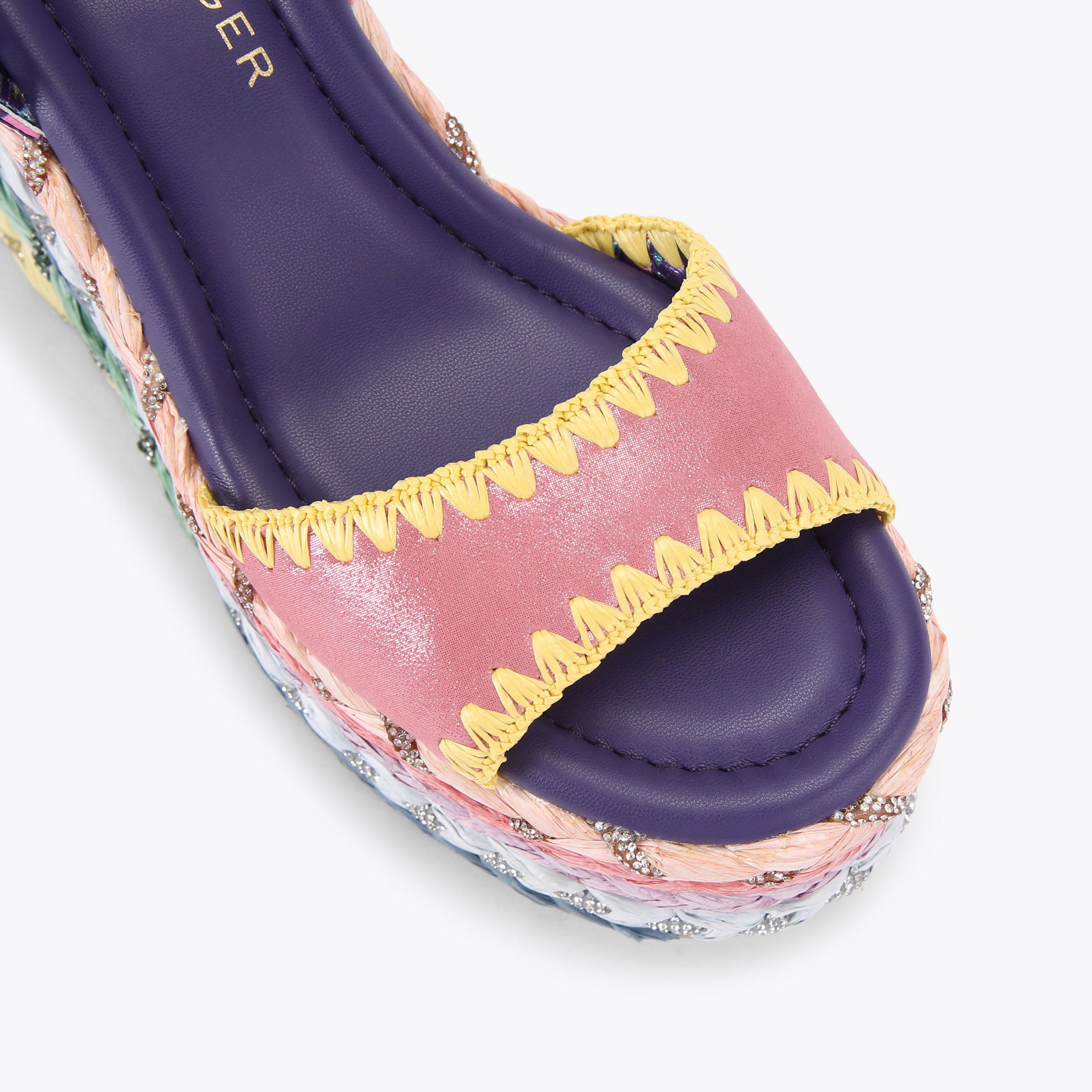 Chelsea Scarf Wedge — Metallic Pink Wedge Sandal, view 5