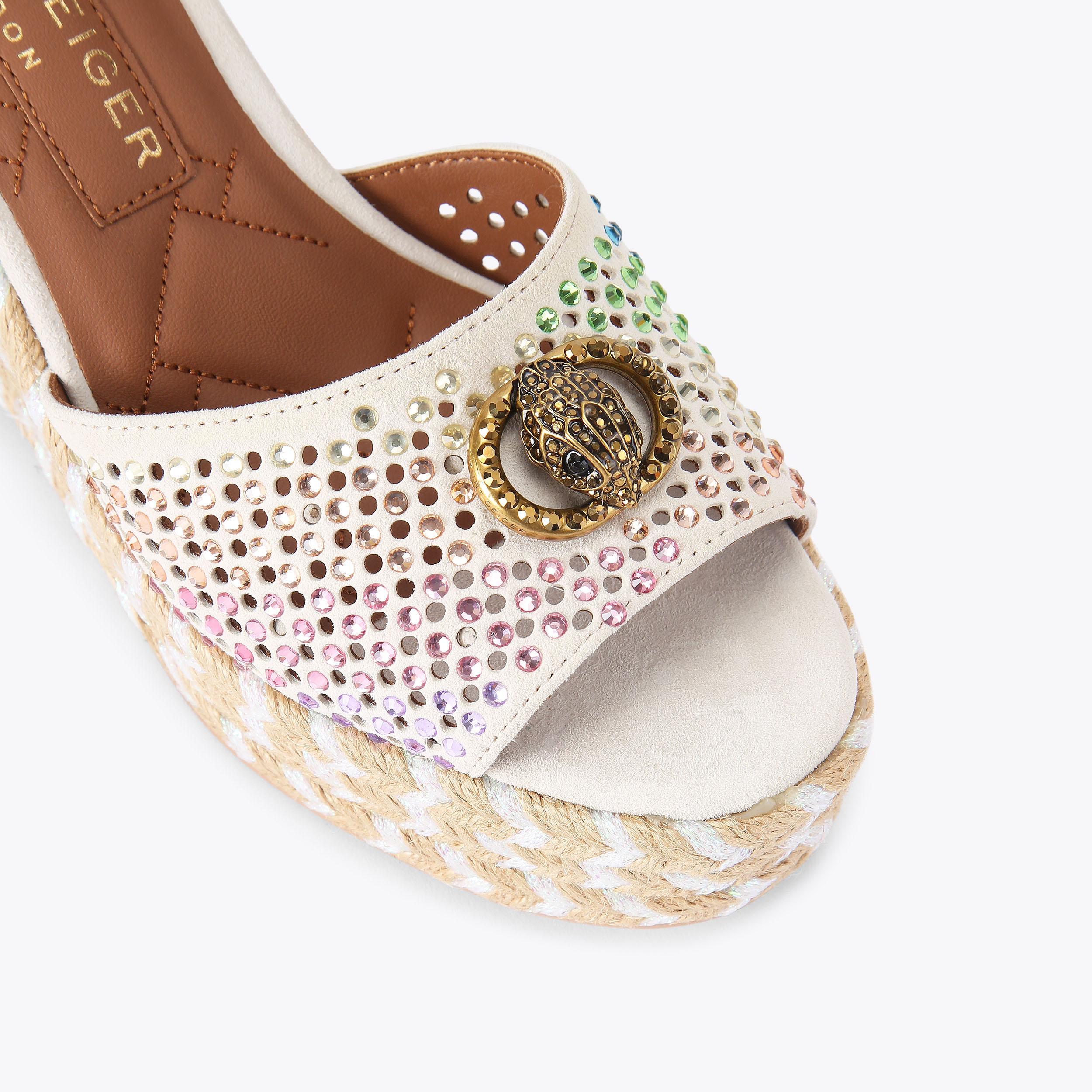 Chelsea Wedge — Bone Suede Crystal Sandal, view 5