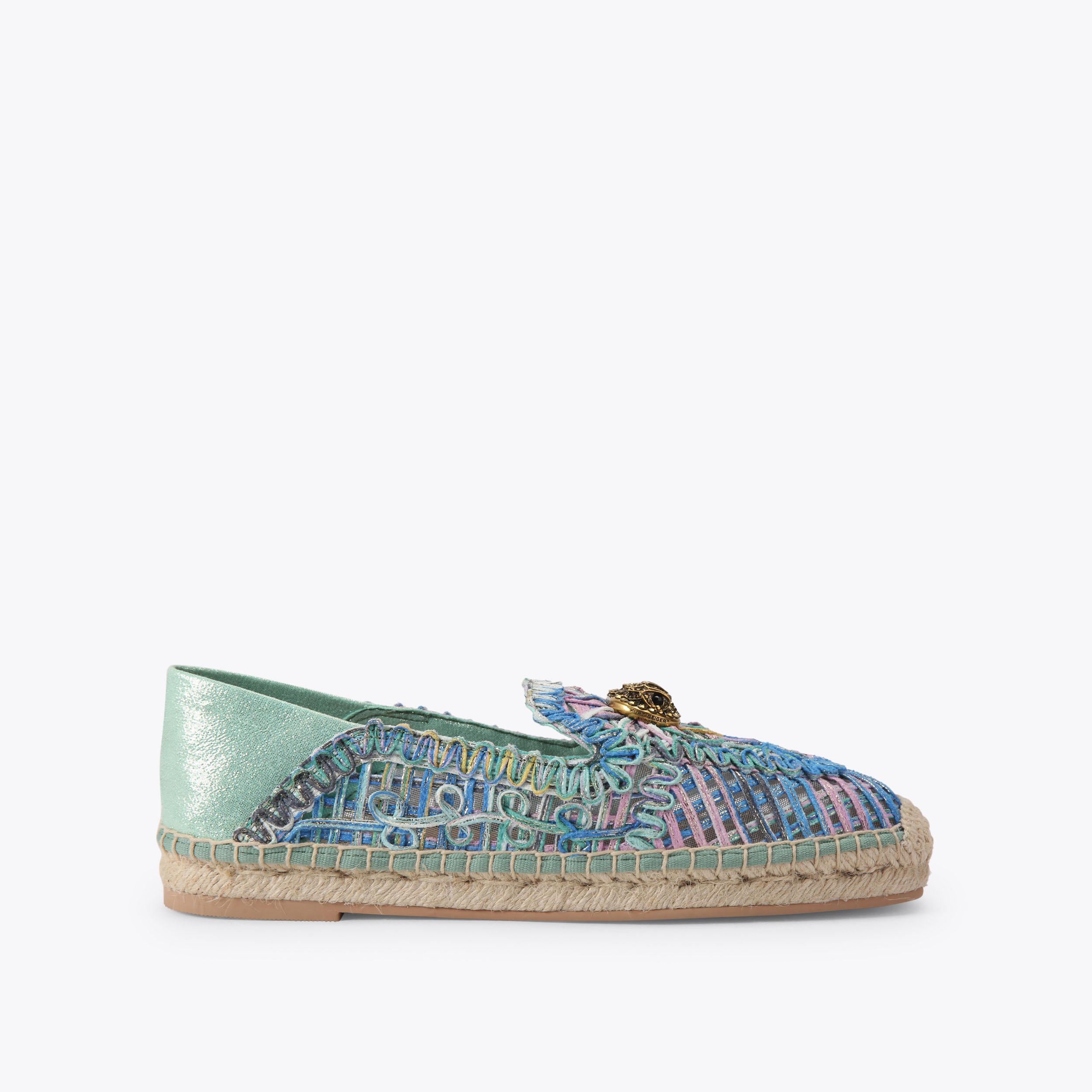 Chelsea Woven Loafer — Teal Green Loafer, side profile