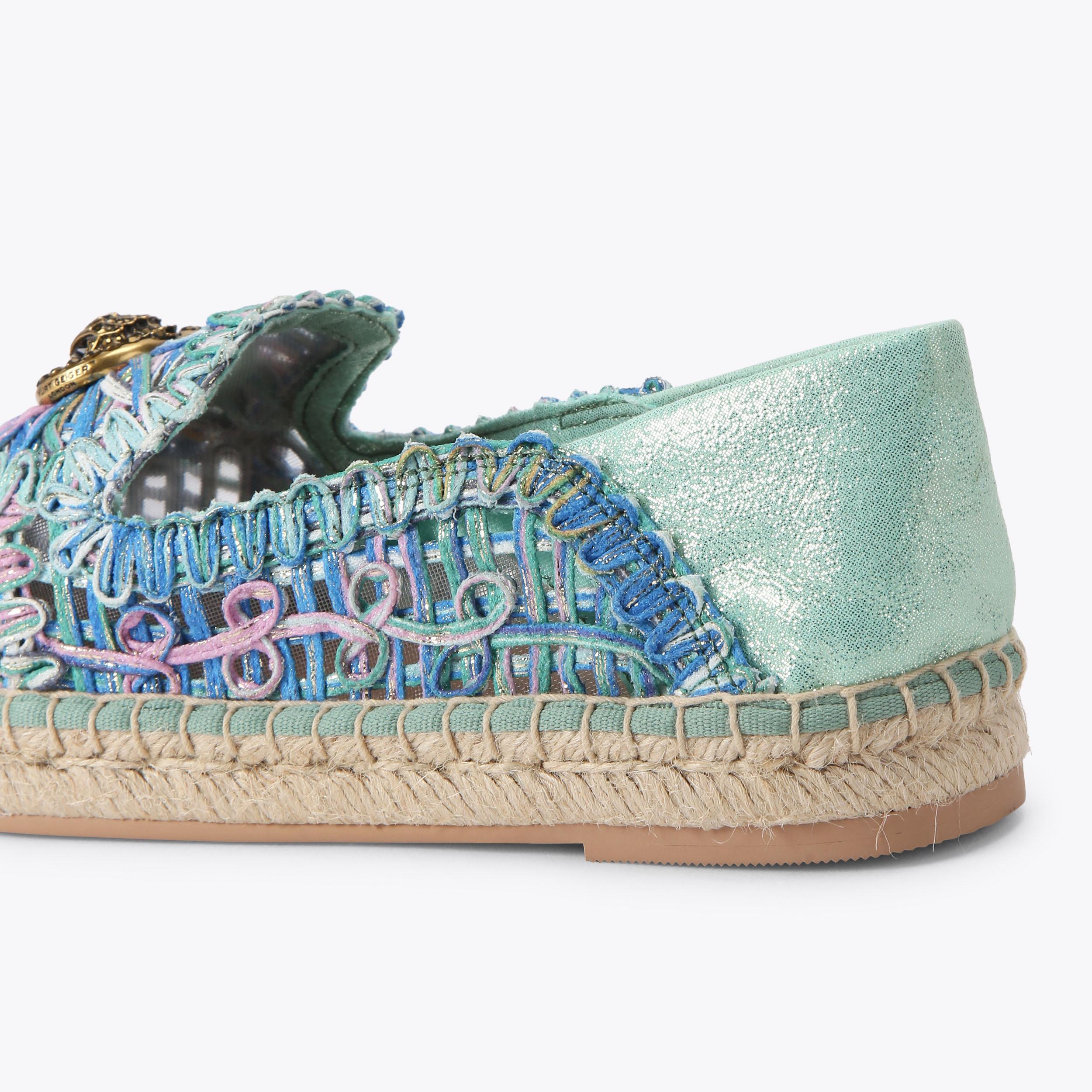 Chelsea Woven Loafer — Teal Green Loafer, detail