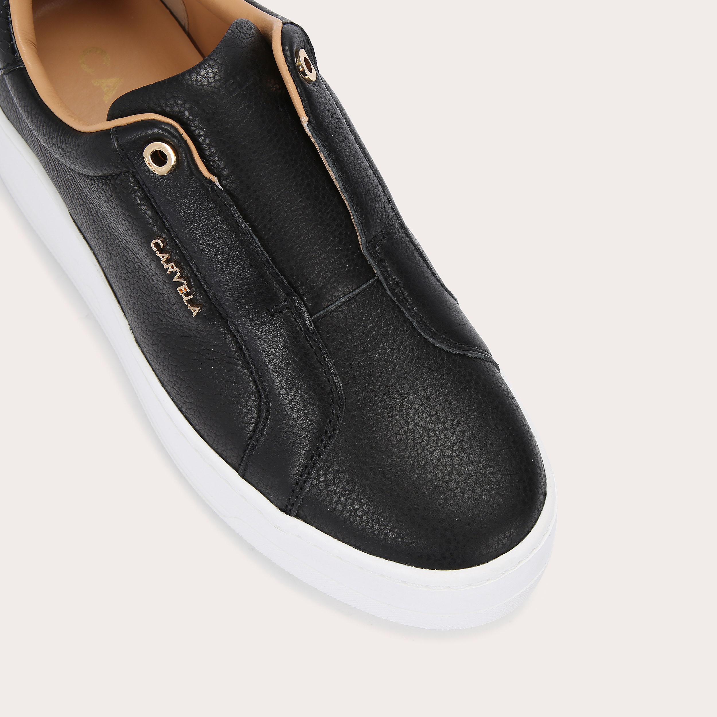Connected Laceless — Black Leather Trainer, view 5