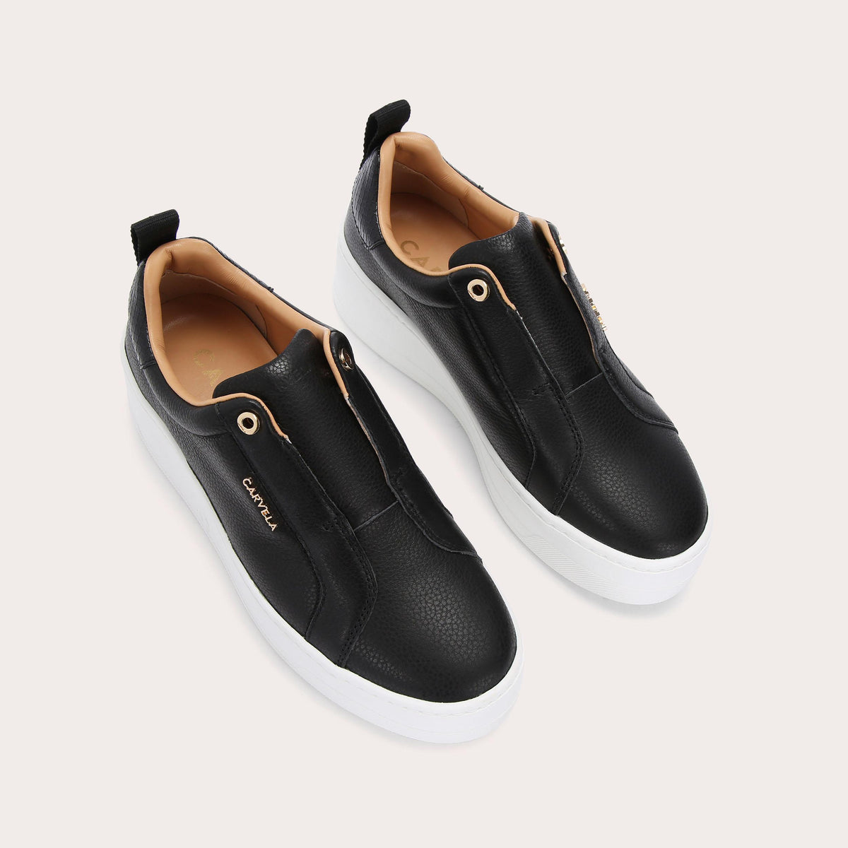 Connected Laceless — Black Leather Trainer, view 4