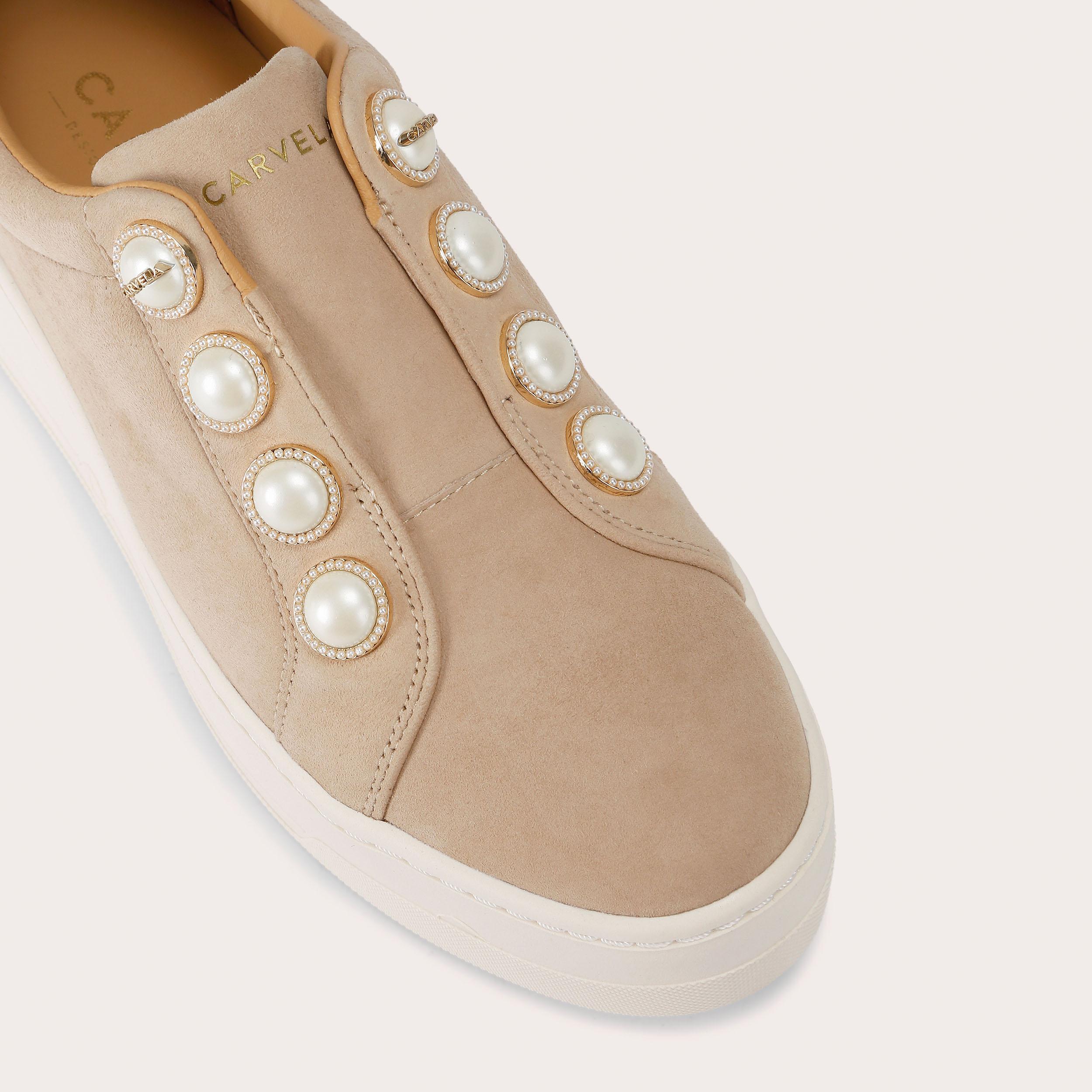 Connected Laceless — Beige Suede Trainer, view 5