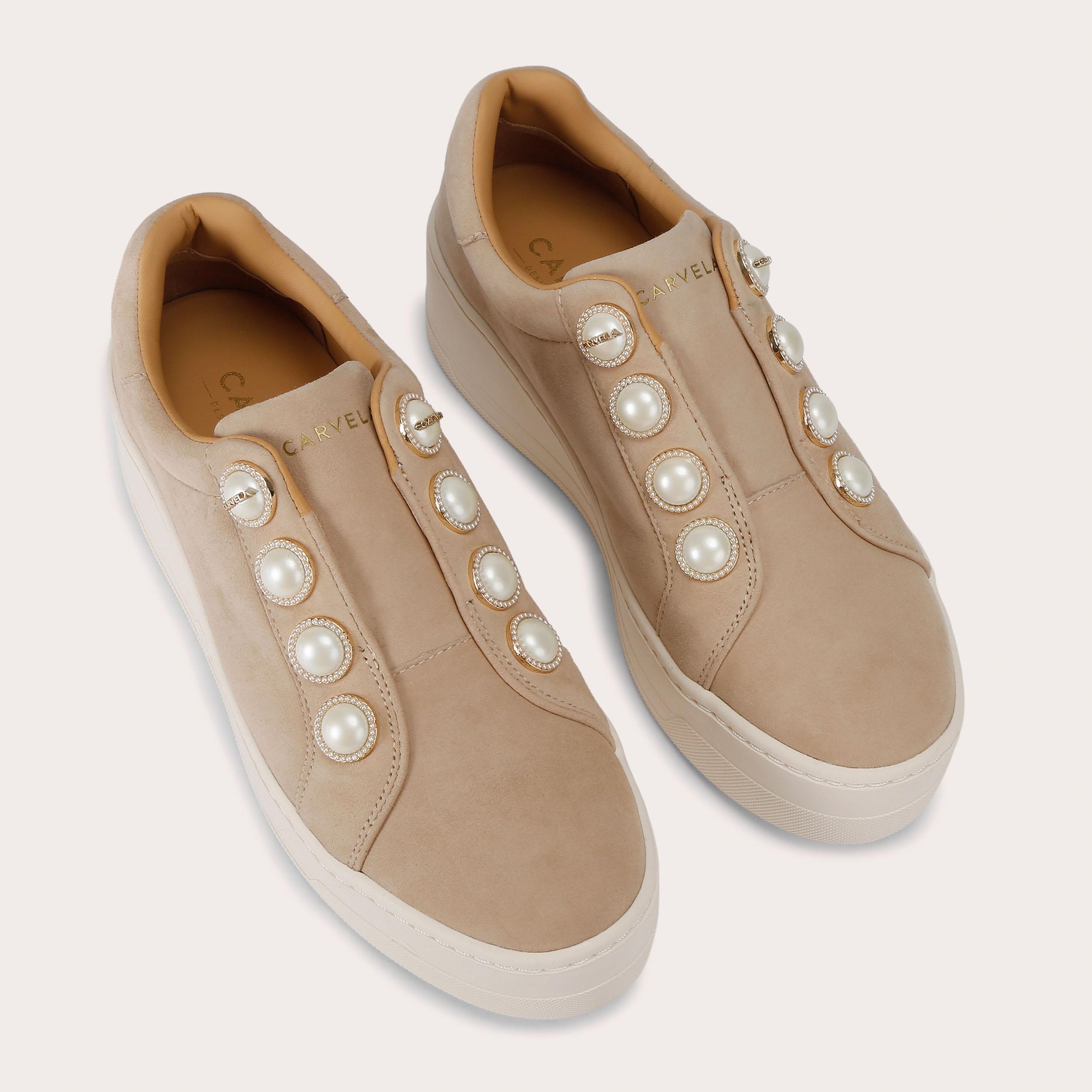Connected Laceless — Beige Suede Trainer, view 4