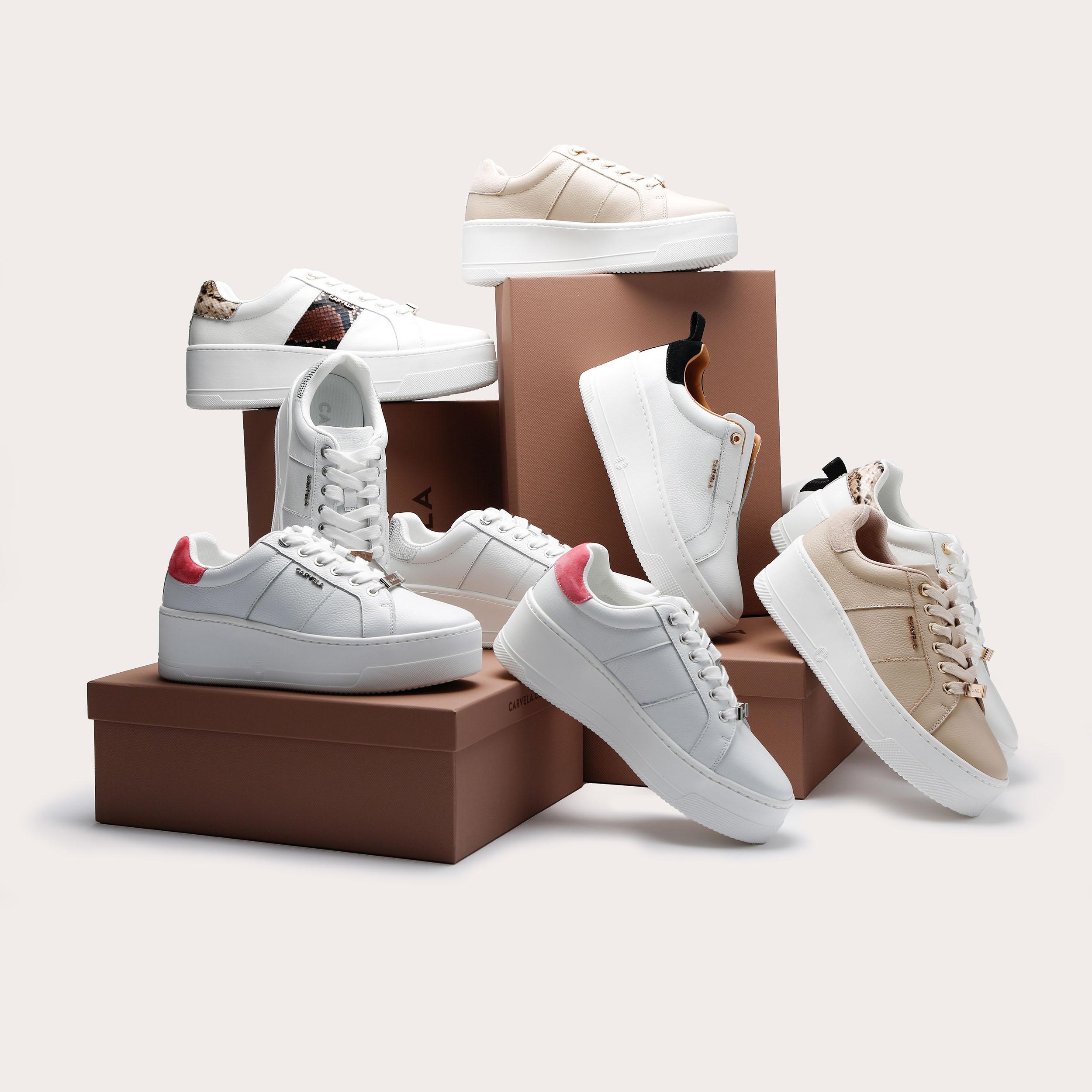 Connected Laceless — White Leather Trainer, view 5