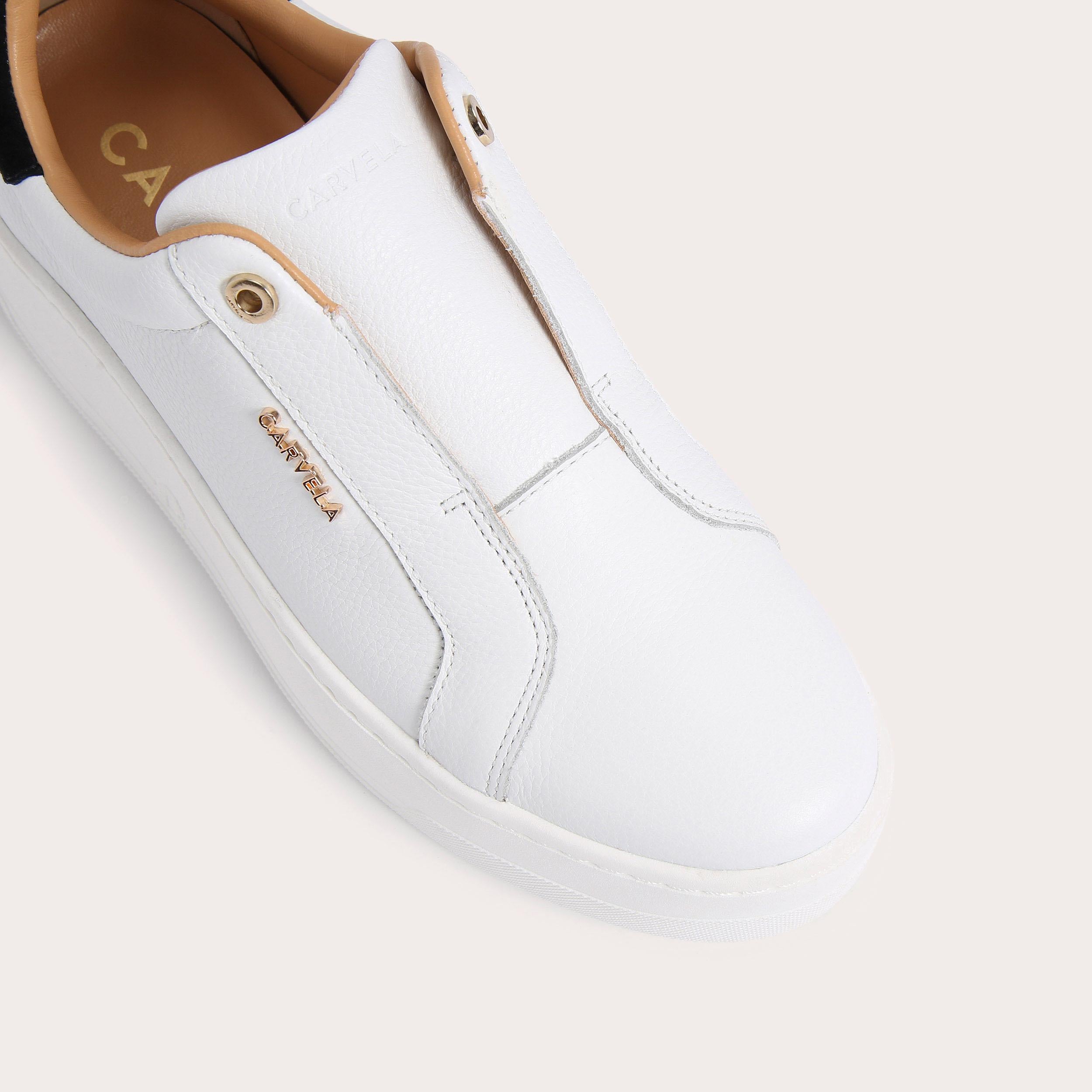 Connected Laceless — White Leather Trainer, view 4