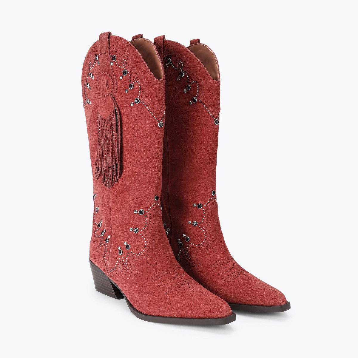 Oxford Western Tassel Boot — Wine Suede Cowboy Boot, view 4
