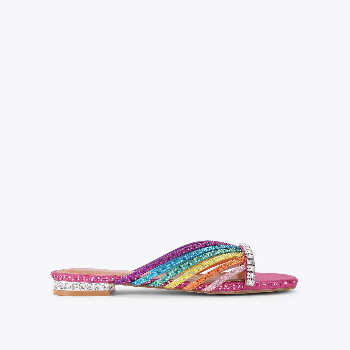 Crystal Strap Flat Mule — Multicolour Crystal Mule, side profile