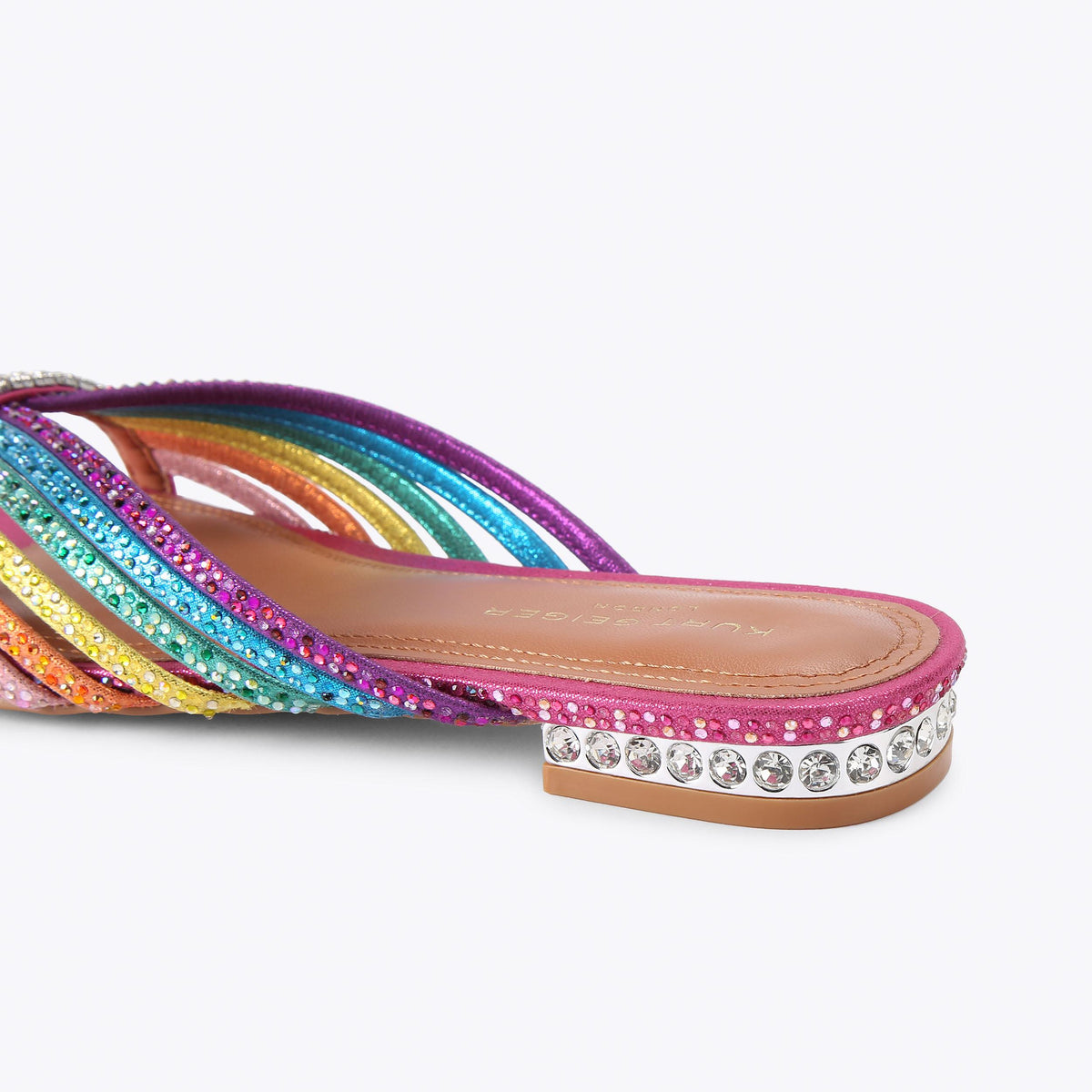 Crystal Strap Flat Mule — Multicolour Crystal Mule, detail