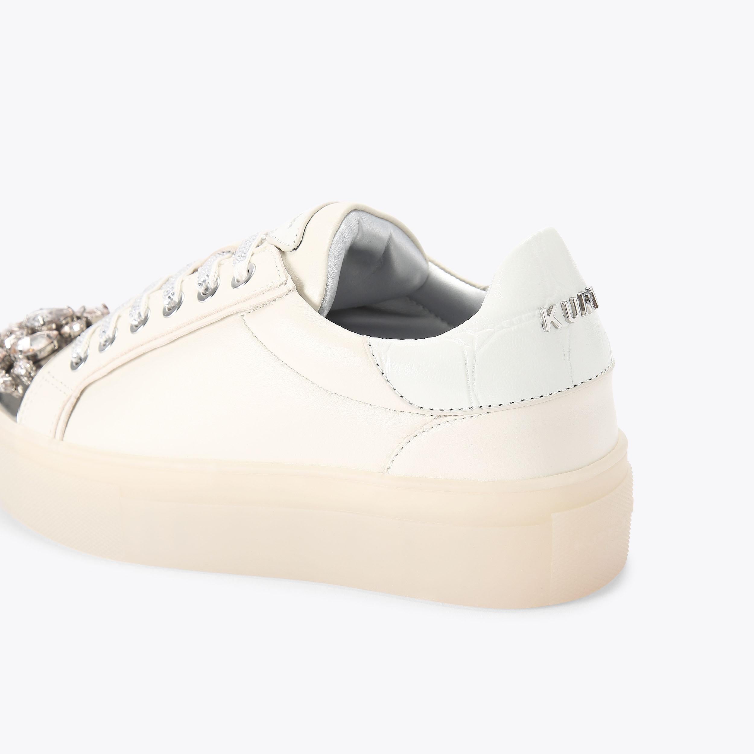 Crystal Toecap Cupsole — Cream Leather Sneaker, detail
