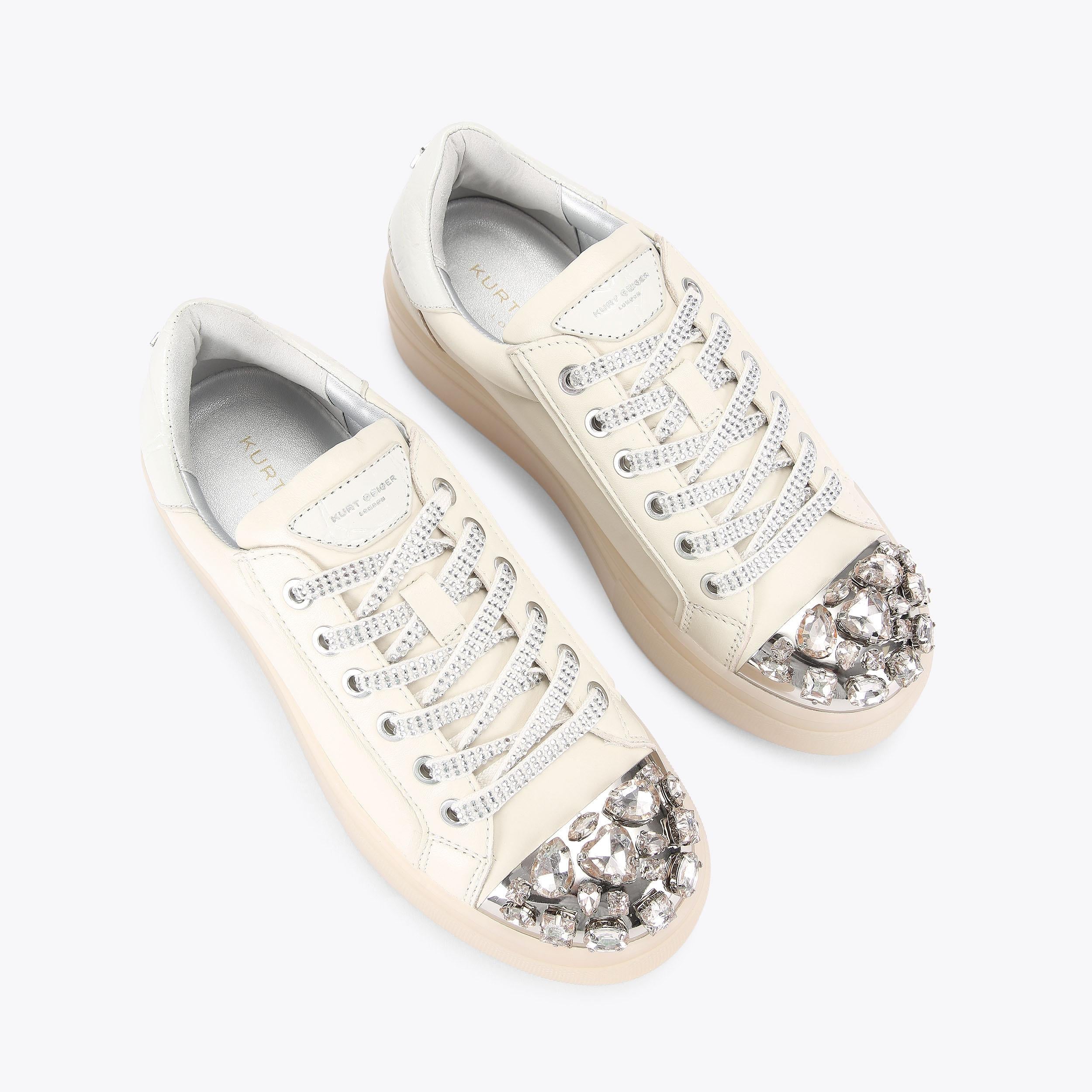 Crystal Toecap Cupsole — Cream Leather Sneaker, view 4