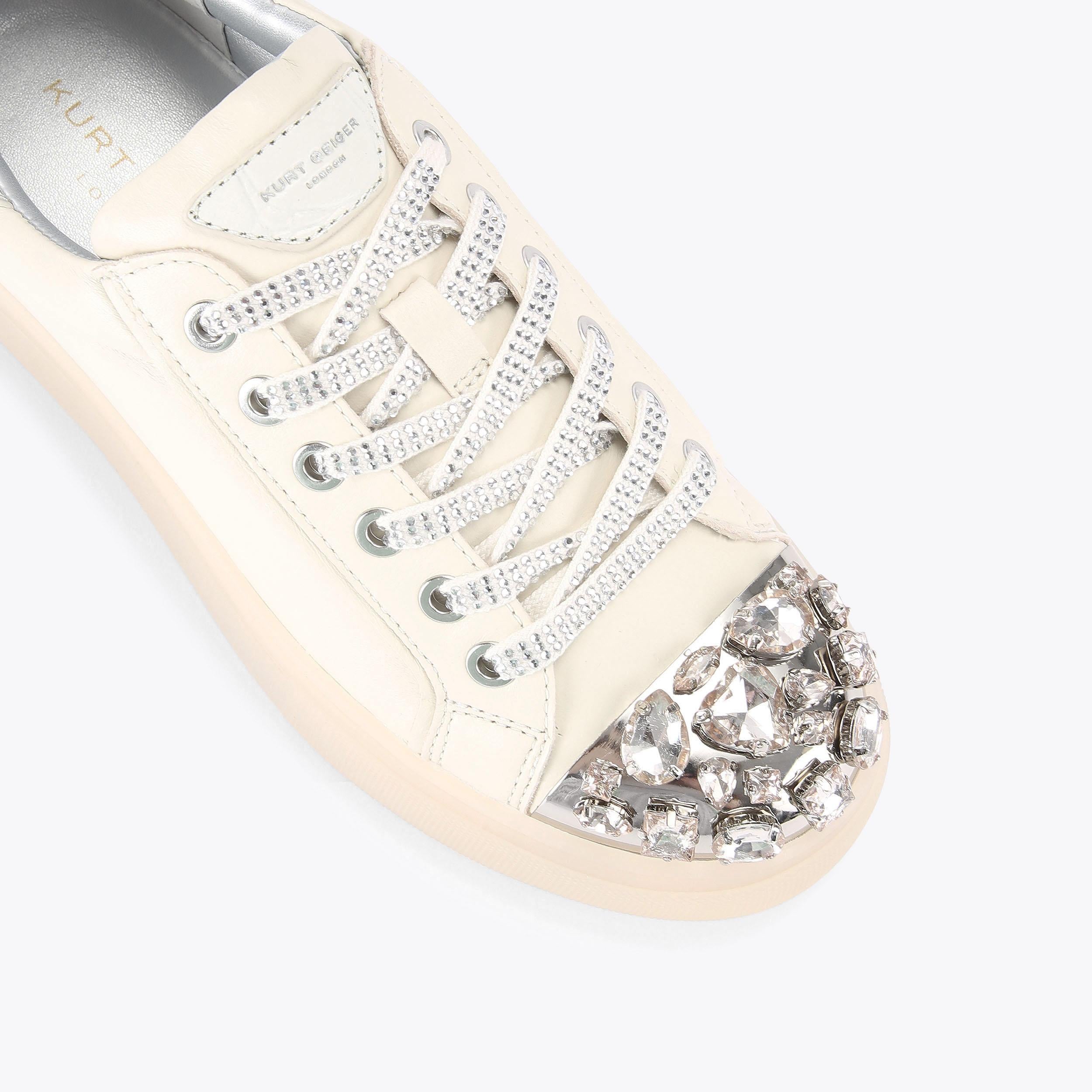 Crystal Toecap Cupsole — Cream Leather Sneaker, view 5