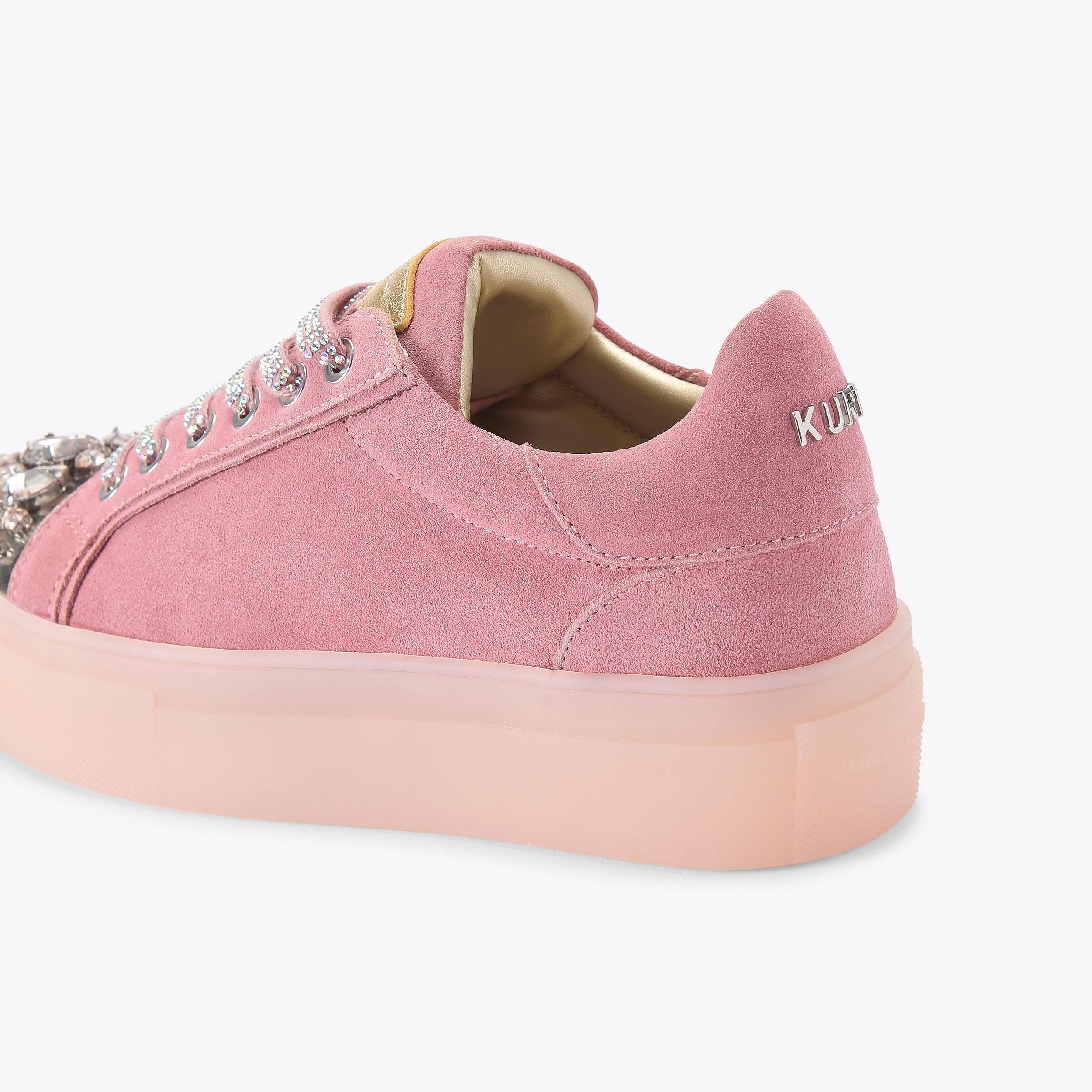 Crystal Toecap Cupsole — Pink Suede Sneaker, detail