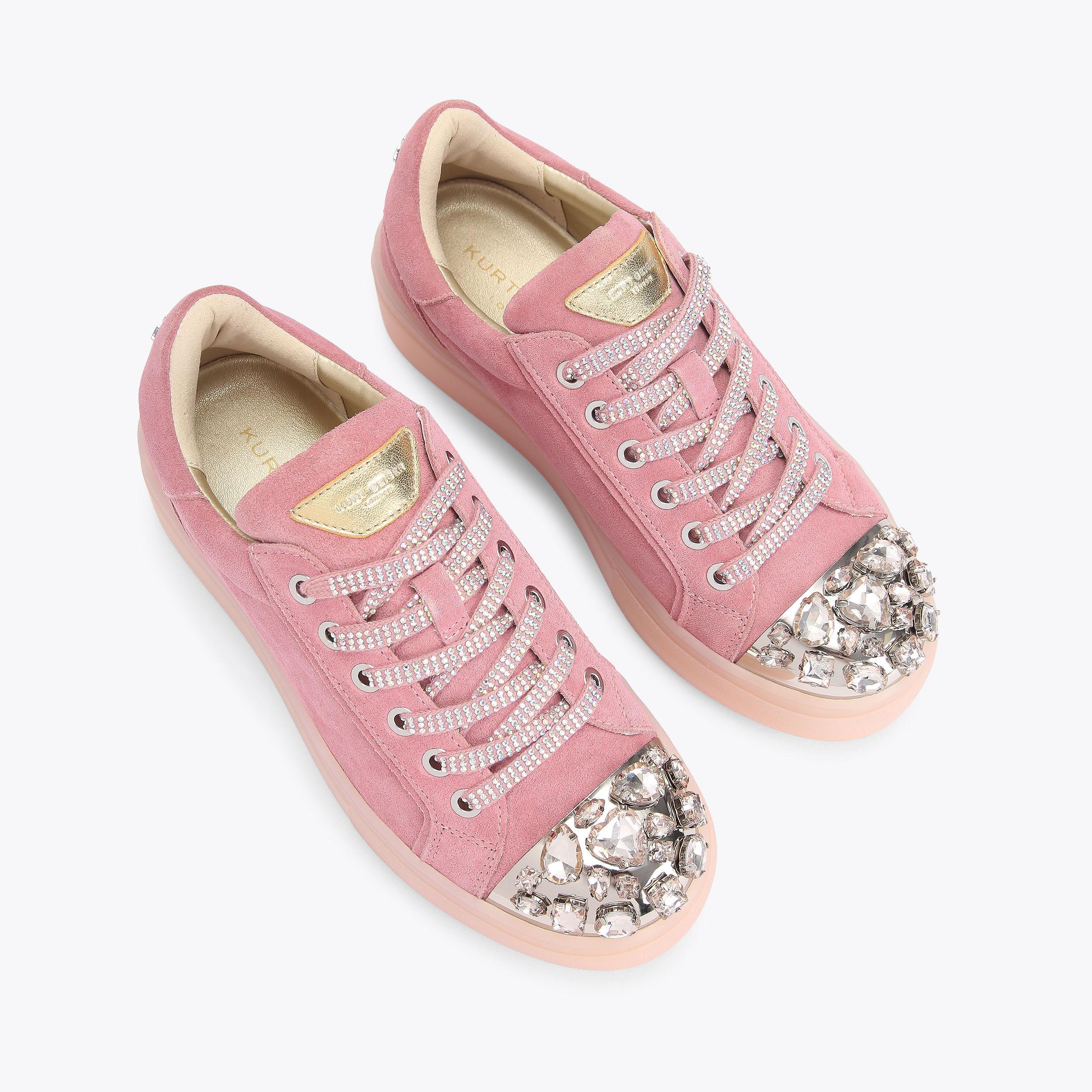 Crystal Toecap Cupsole — Pink Suede Sneaker, view 4