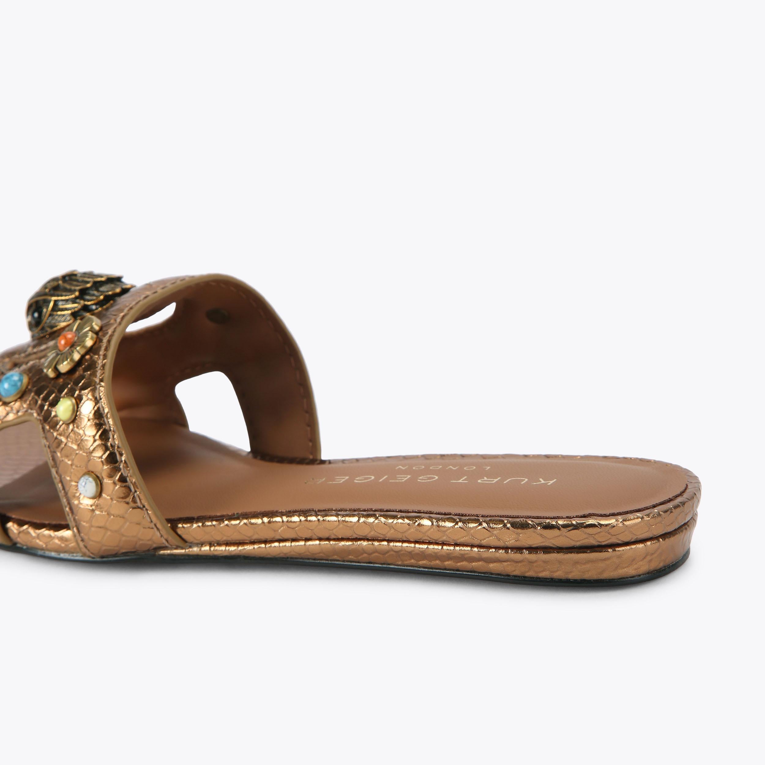 Eagle Cut Out Flat — Bronze Sandal, detail