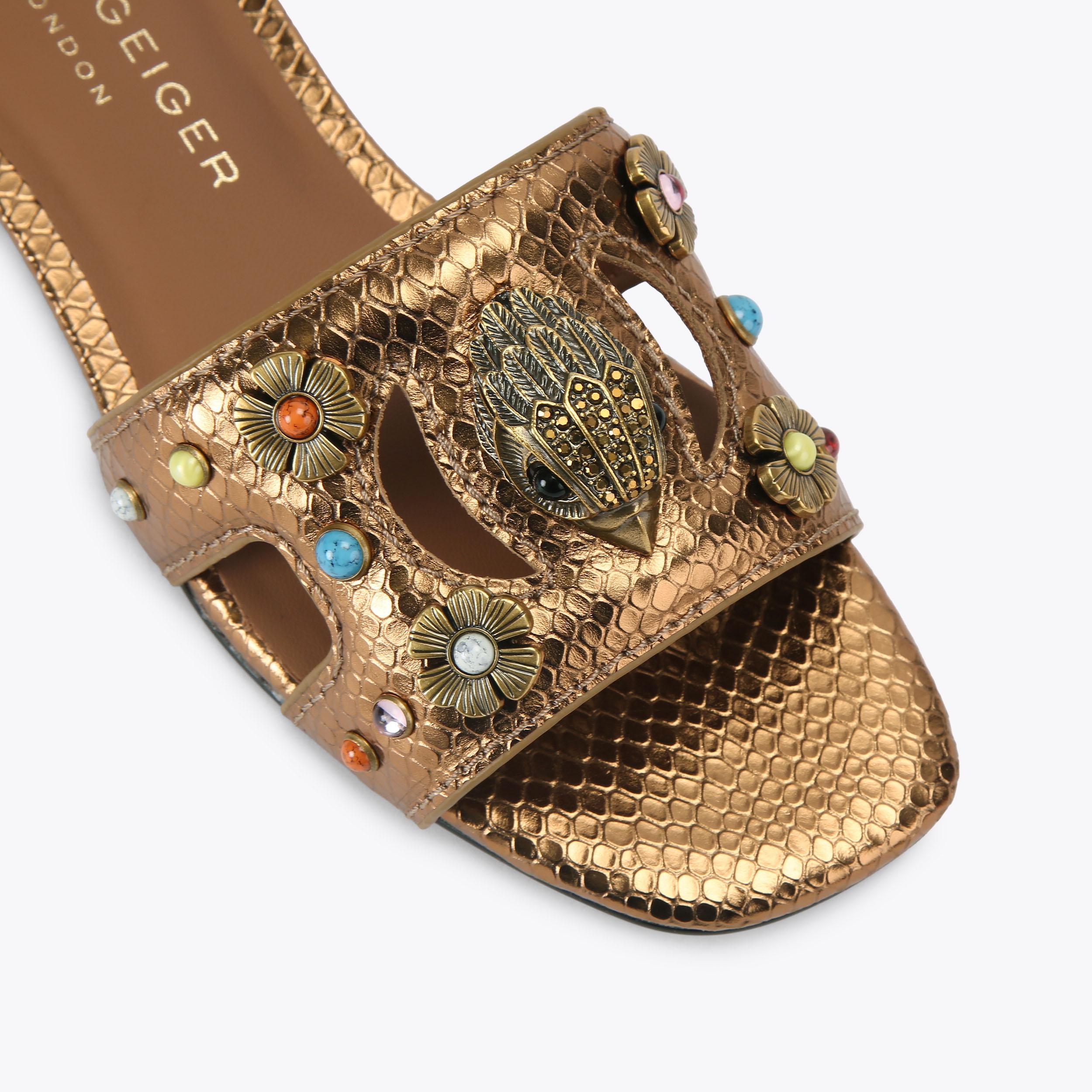 Eagle Cut Out Flat — Bronze Sandal, view 5