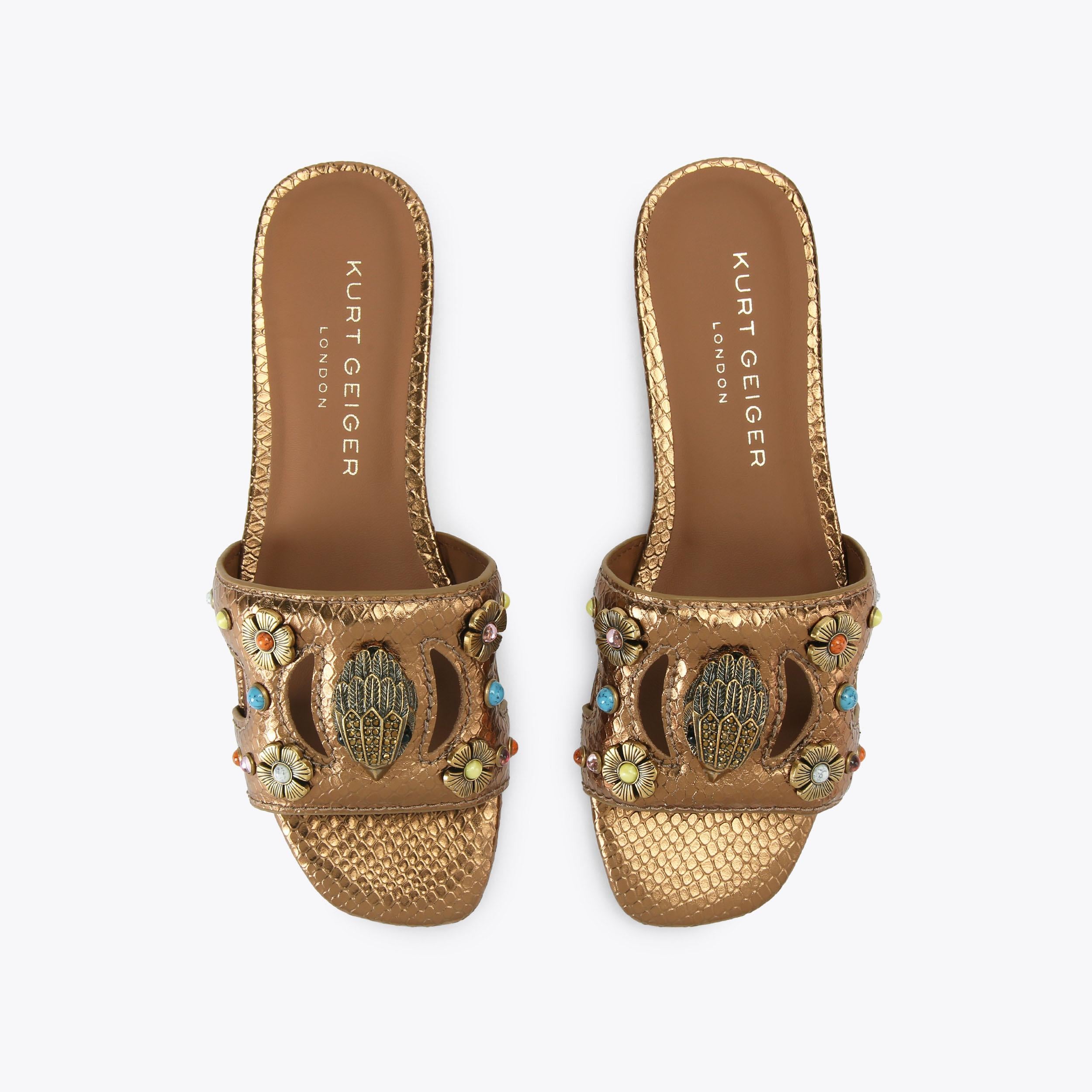 Eagle Cut Out Flat — Bronze Sandal, view 4