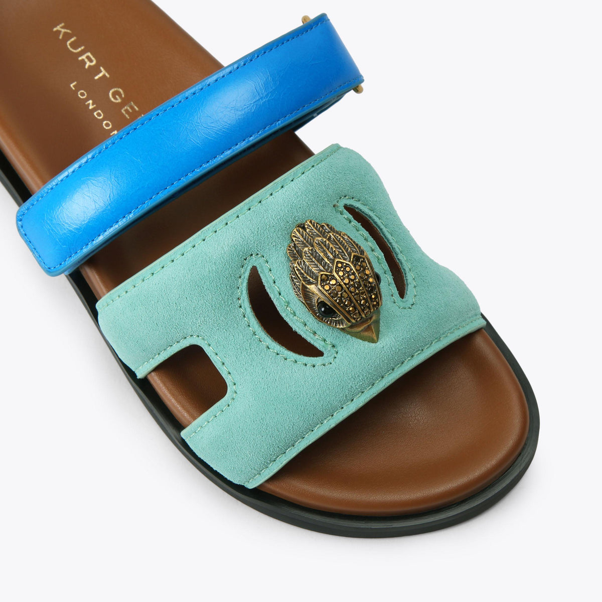 Eagle Cut Out Sandal — Pale Green Suede Slide, view 5